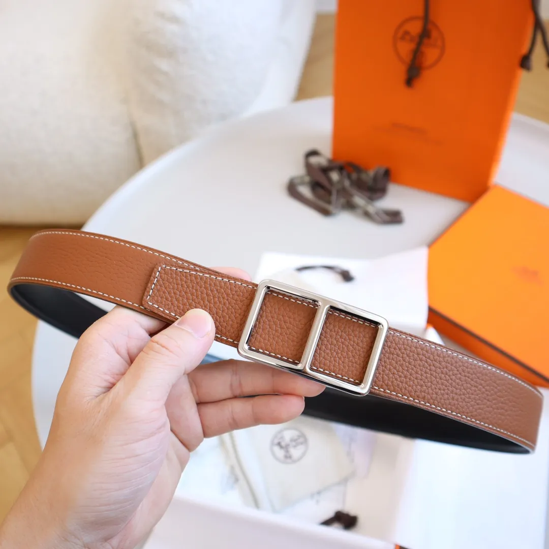 HERMÈS 茶色レザーベルト 3.2cm幅 - 画像 (5)