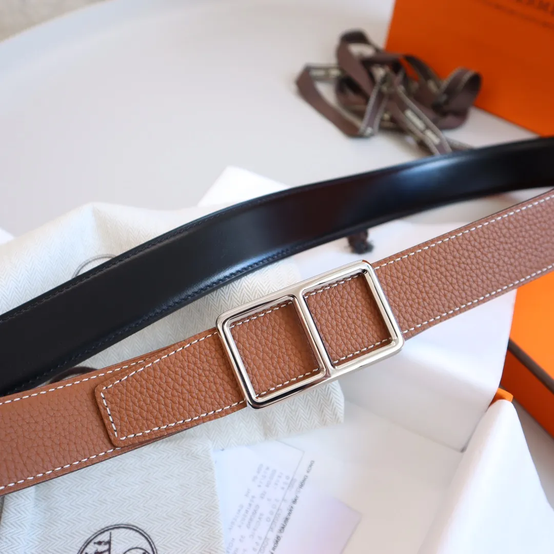 HERMÈS 茶色レザーベルト 3.2cm幅 - 画像 (6)