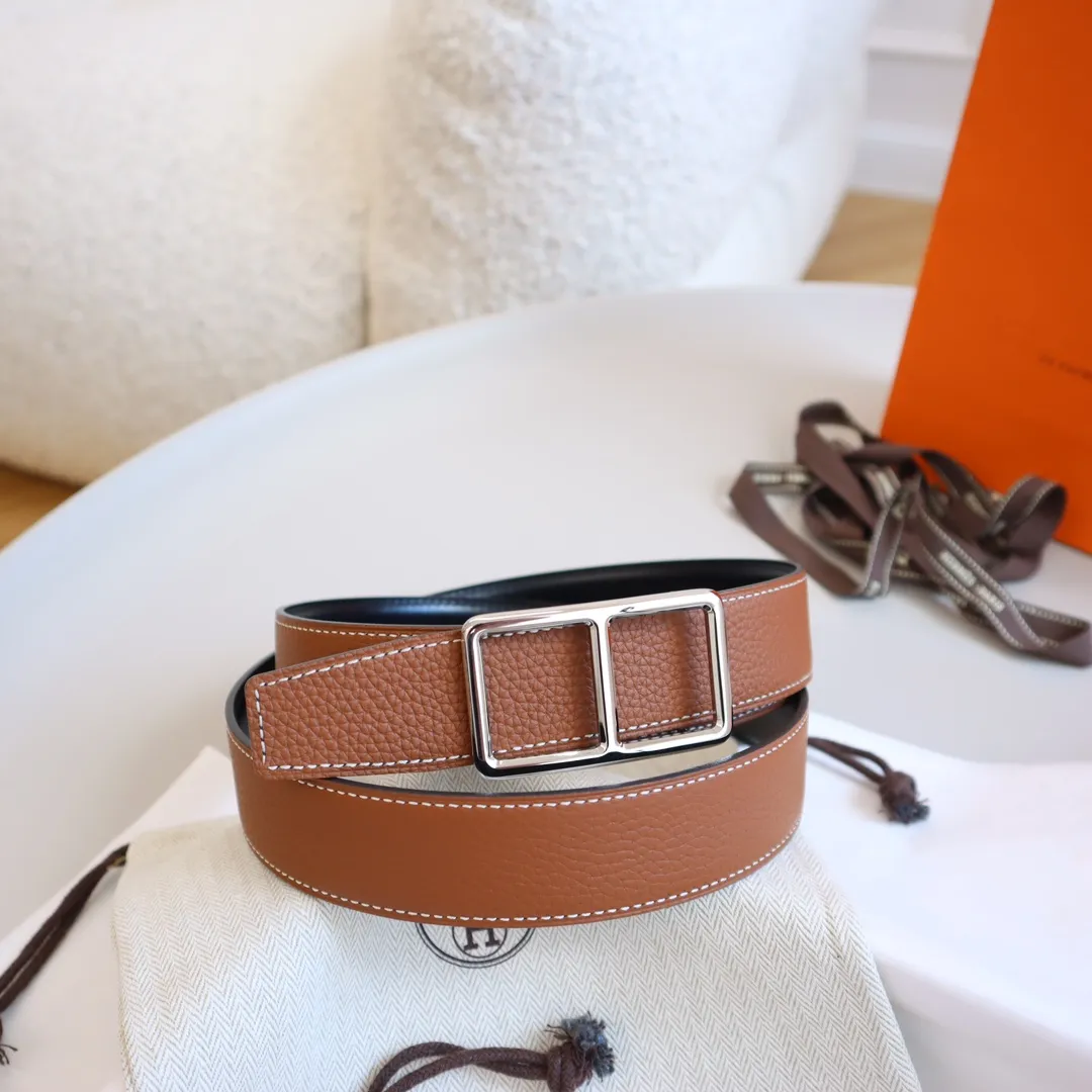 HERMÈS 茶色レザーベルト 3.2cm幅 - 画像 (7)