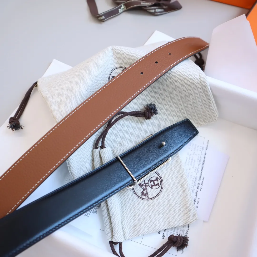 HERMÈS 茶色レザーベルト 3.2cm幅 - 画像 (10)