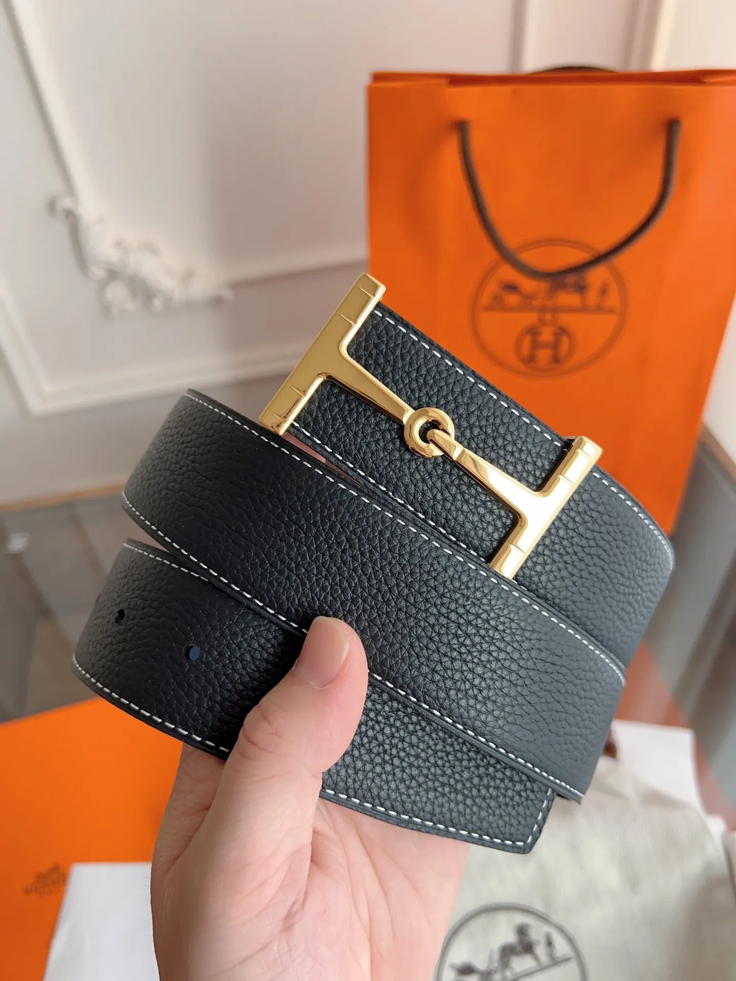 エルメス新作黒Togoレザーベルト