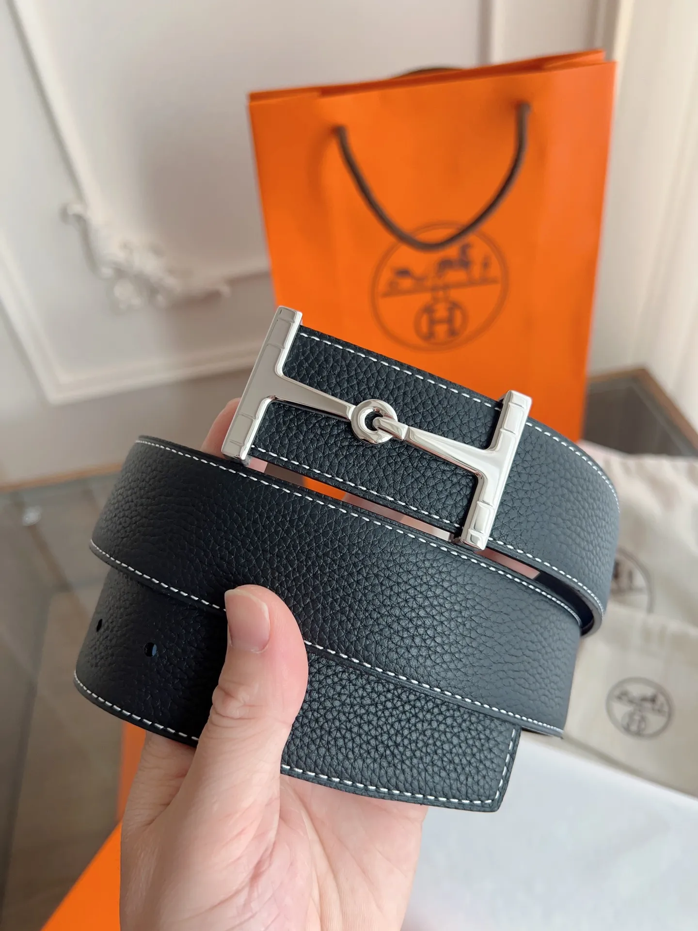 エルメス新作黒Togoレザーベルト