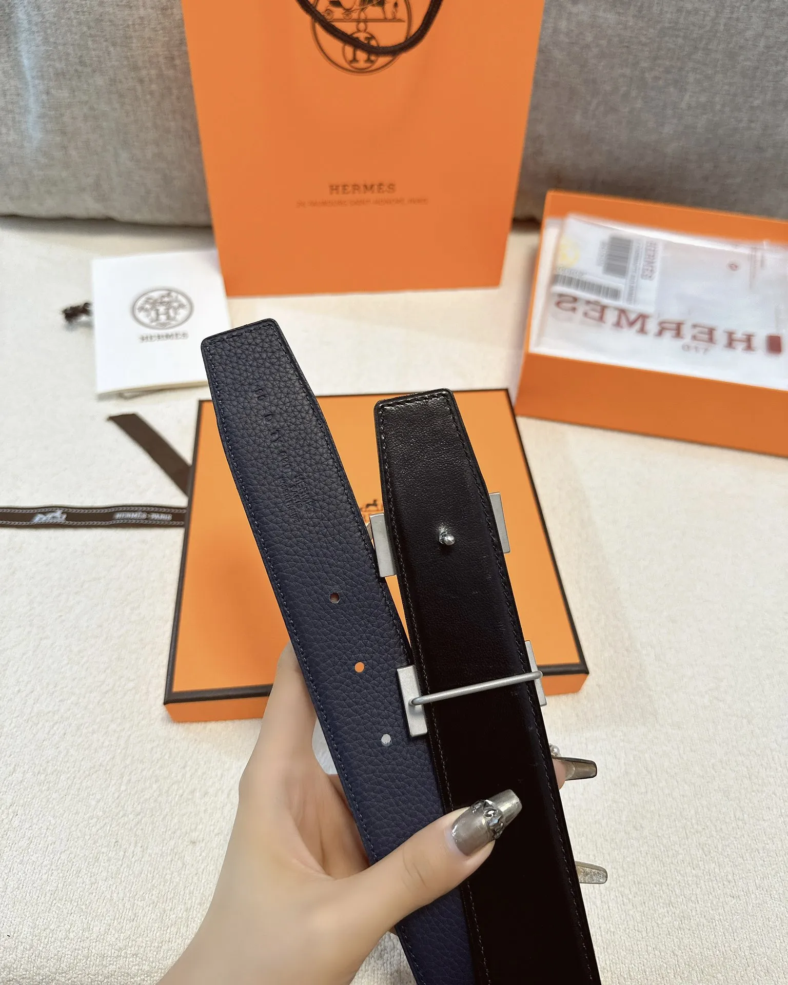 エルメス新作ブルーダブルフェイスベルト - 画像 (6)