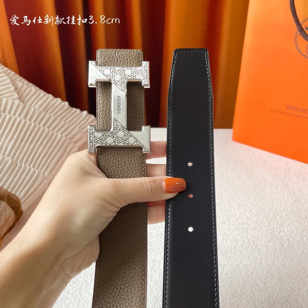 エルメス新作ベージュレザーベルトHバックル - 画像 (5)