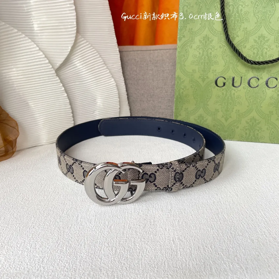 Gucci グッチ ベルト グレー 織布面 3.0Cm - 画像 (3)