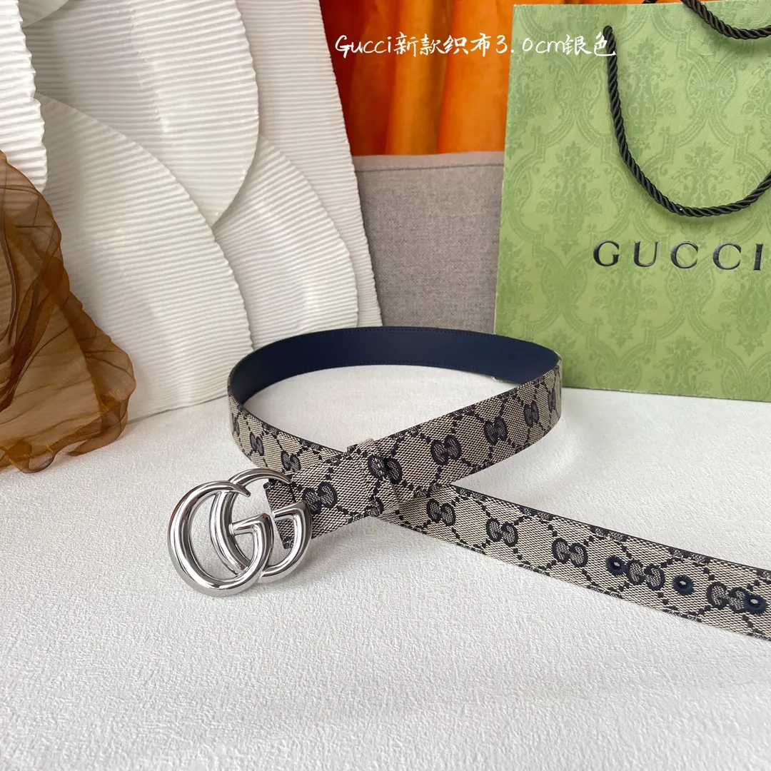 Gucci グッチ ベルト グレー 織布面 3.0Cm - 画像 (4)