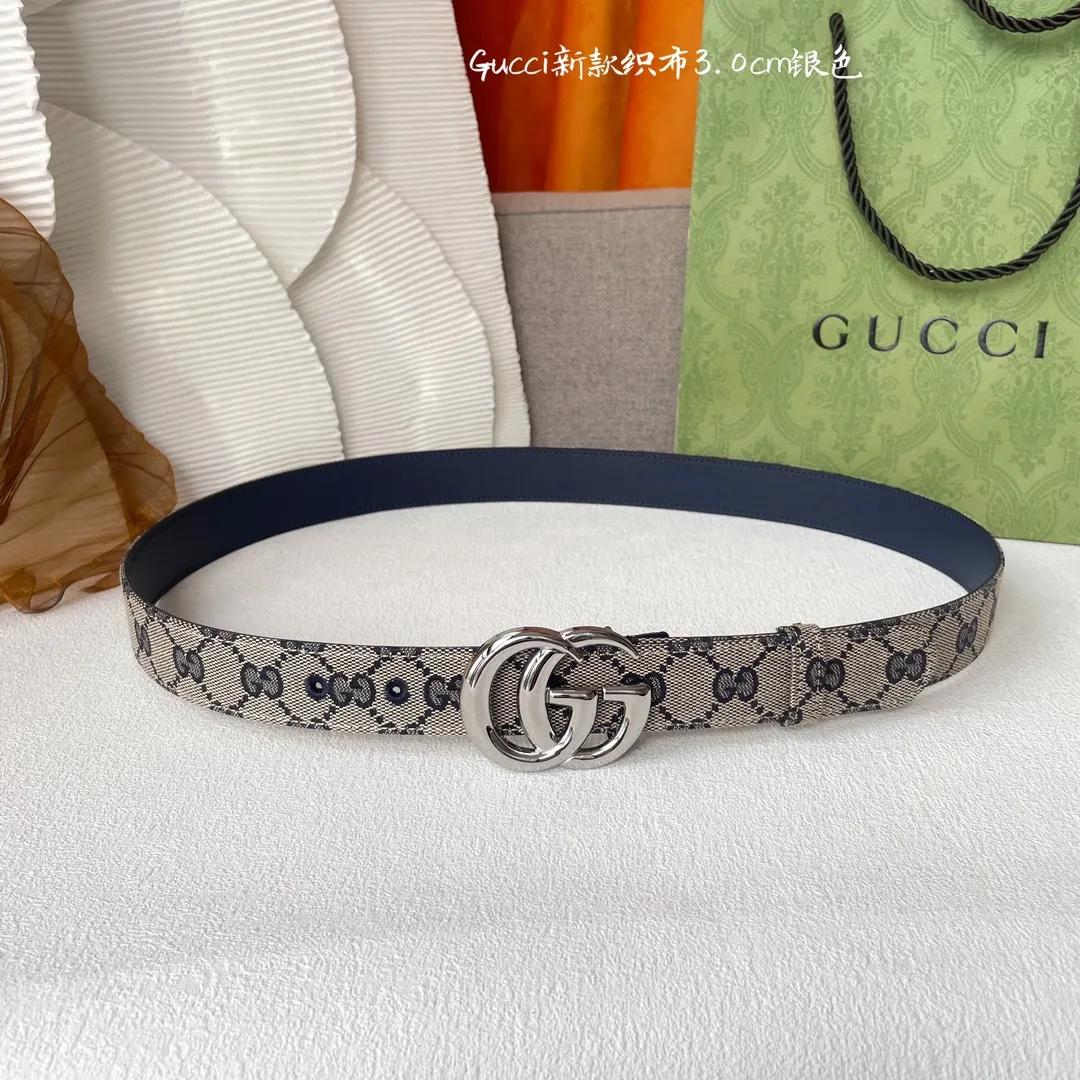 Gucci グッチ ベルト グレー 織布面 3.0Cm - 画像 (6)