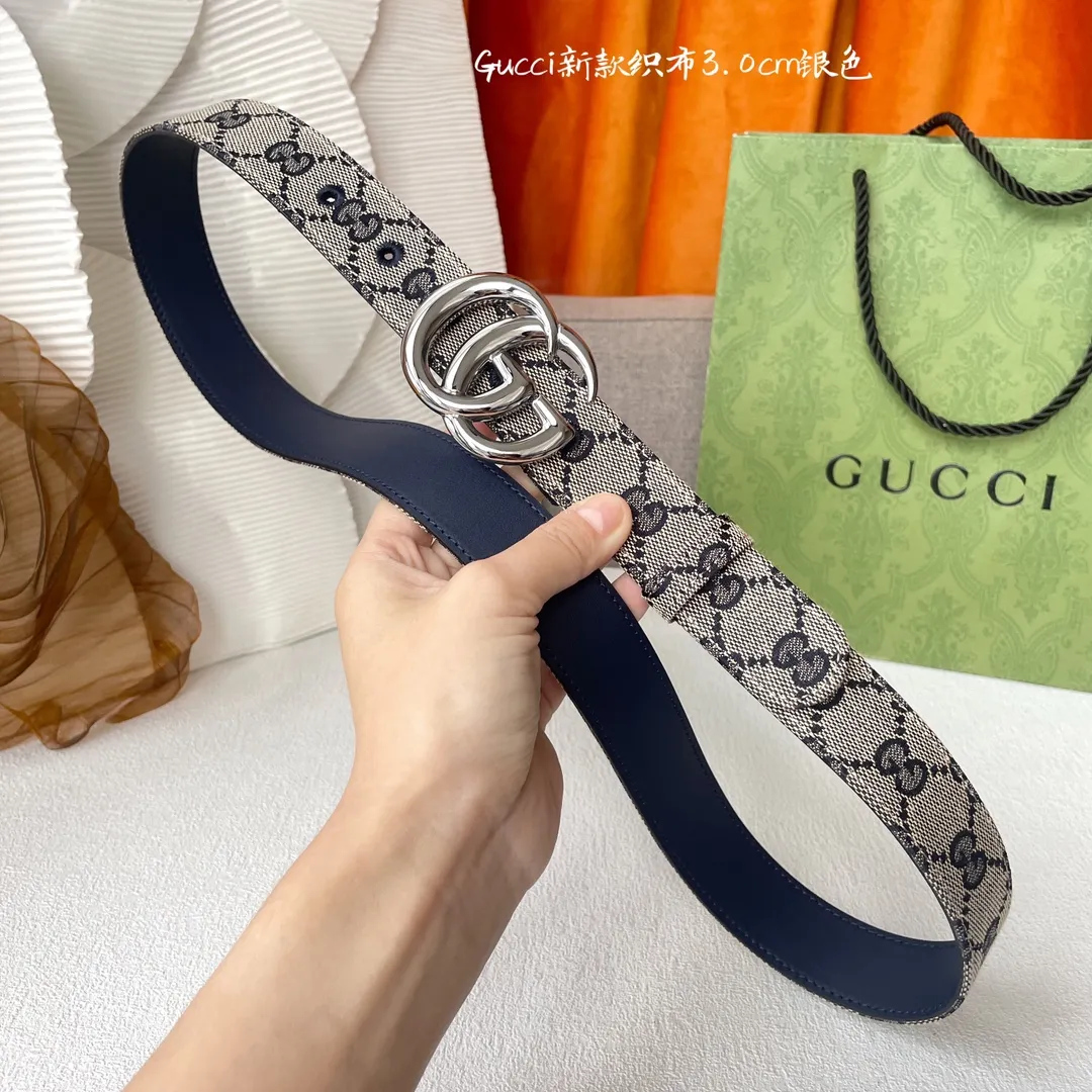 Gucci グッチ ベルト グレー 織布面 3.0Cm - 画像 (7)