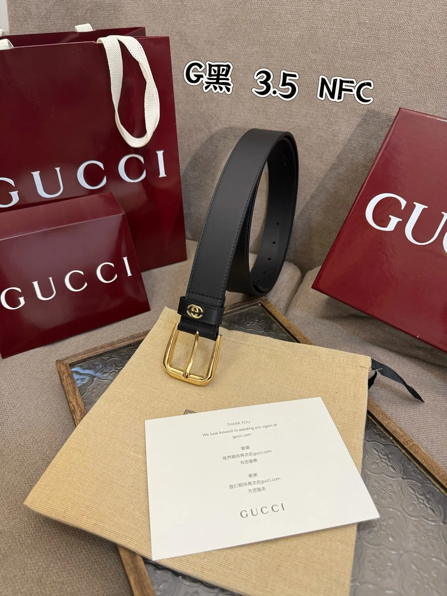 Gucci 新作 ブラック ベルト 3.5cm 幅 - 画像 (5)
