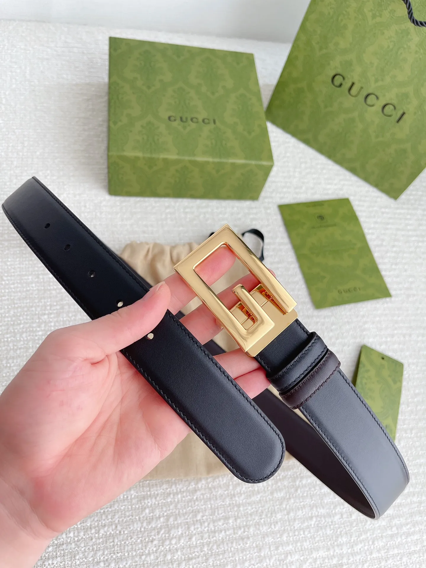 Gucci 新作3.5cm黒コーヒー2面ベルト - 画像 (5)