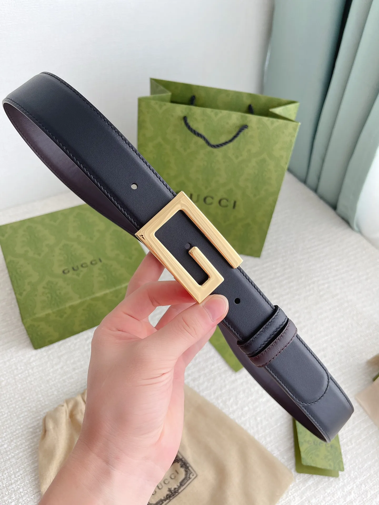 Gucci 新作3.5cm黒コーヒー2面ベルト - 画像 (9)