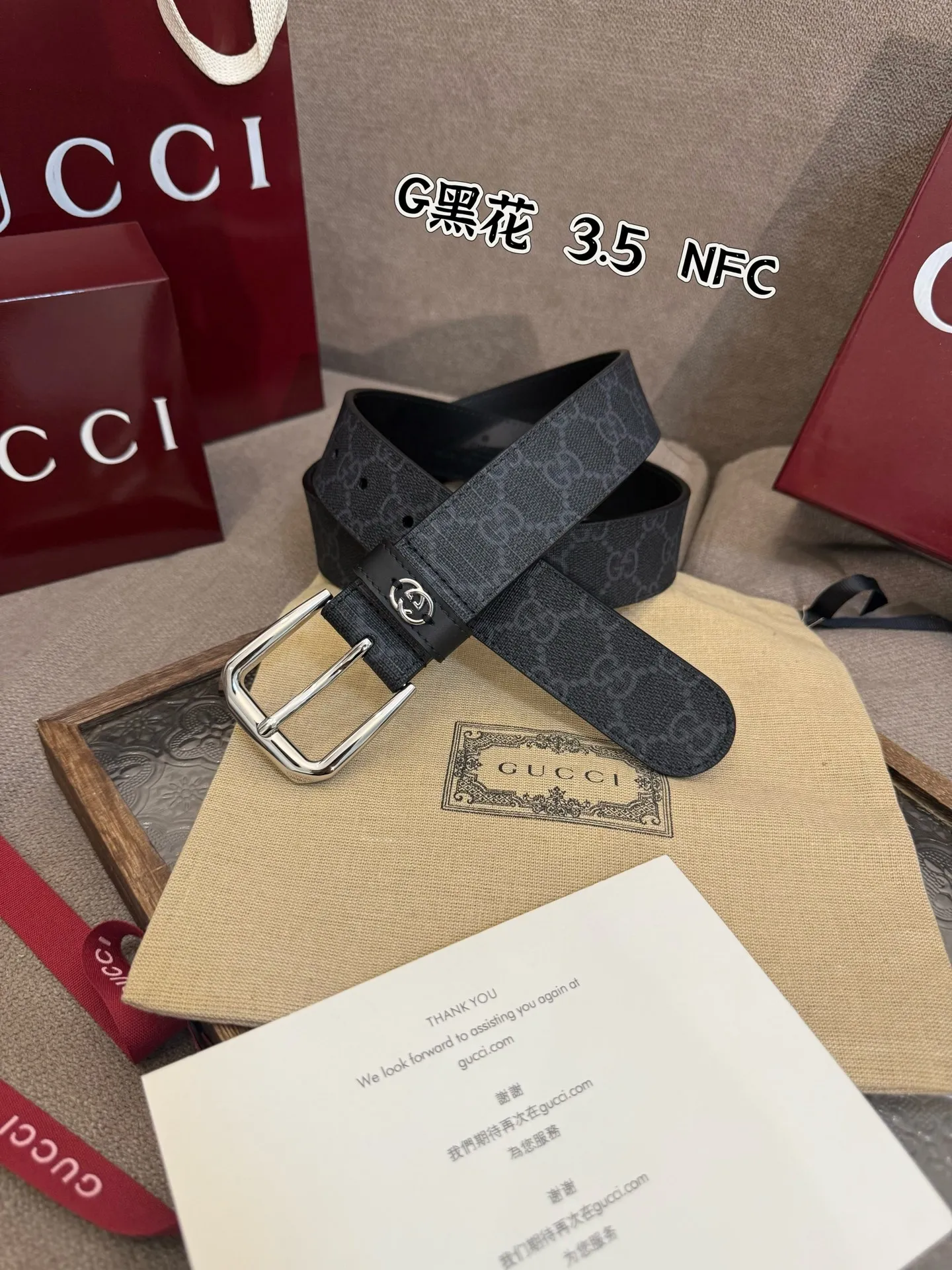 Gucci 新作黒PVCベルトGGバックル - 画像 (3)