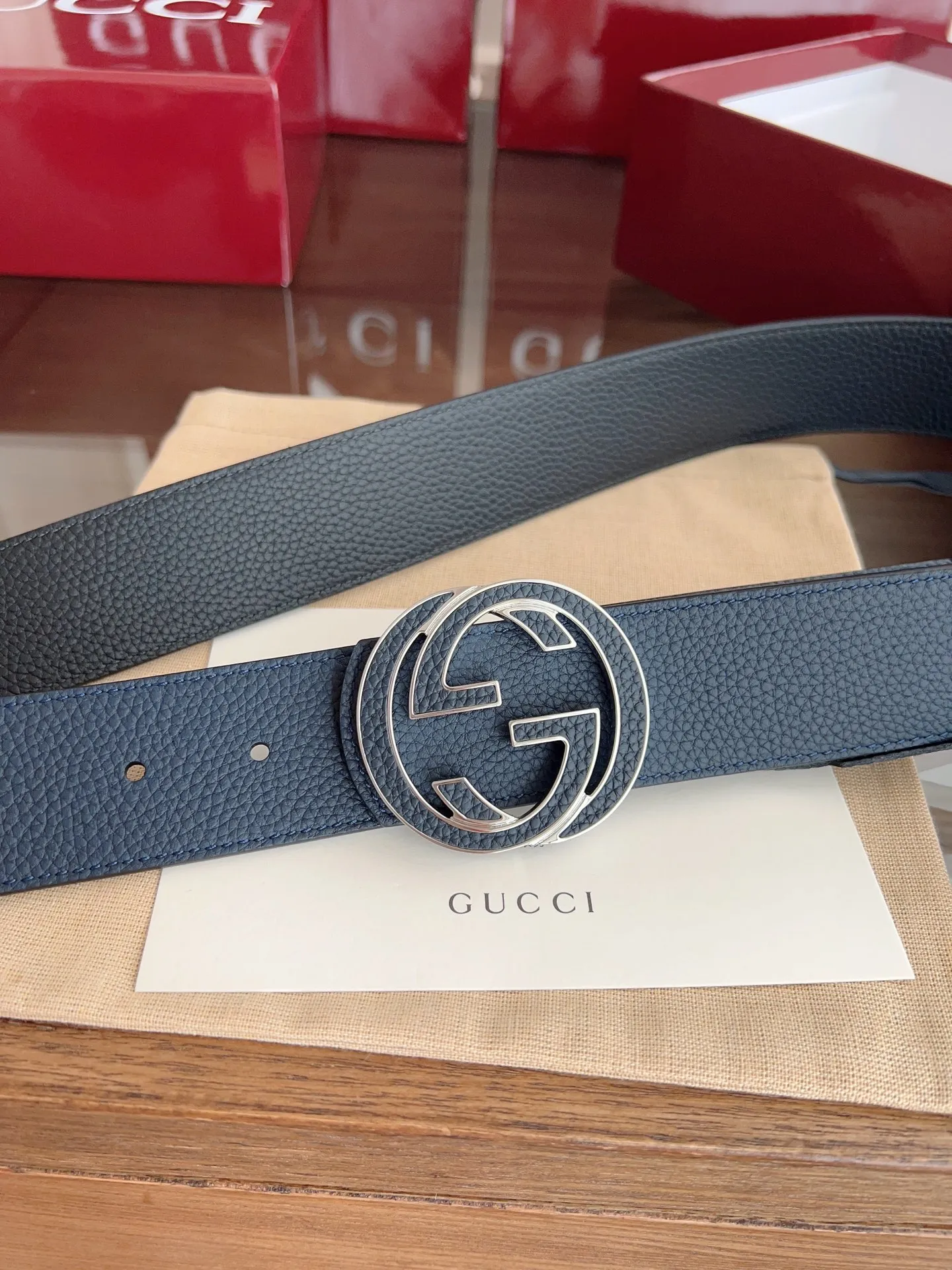 Gucci 新作 ダブルGバックル ベルト ブルー - 画像 (7)