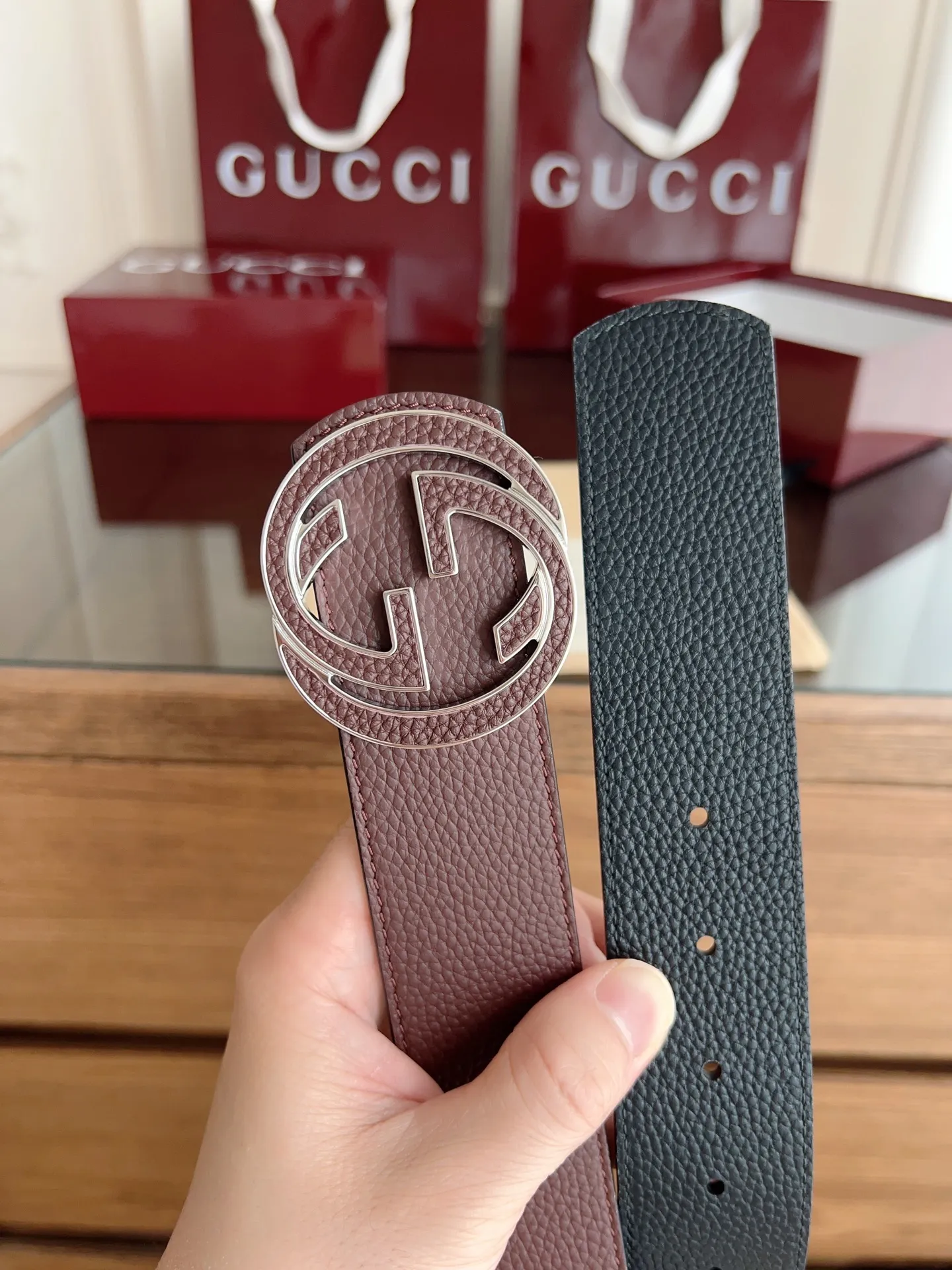 Gucci 新作ダークブラウンベルト 4cm幅 - 画像 (3)