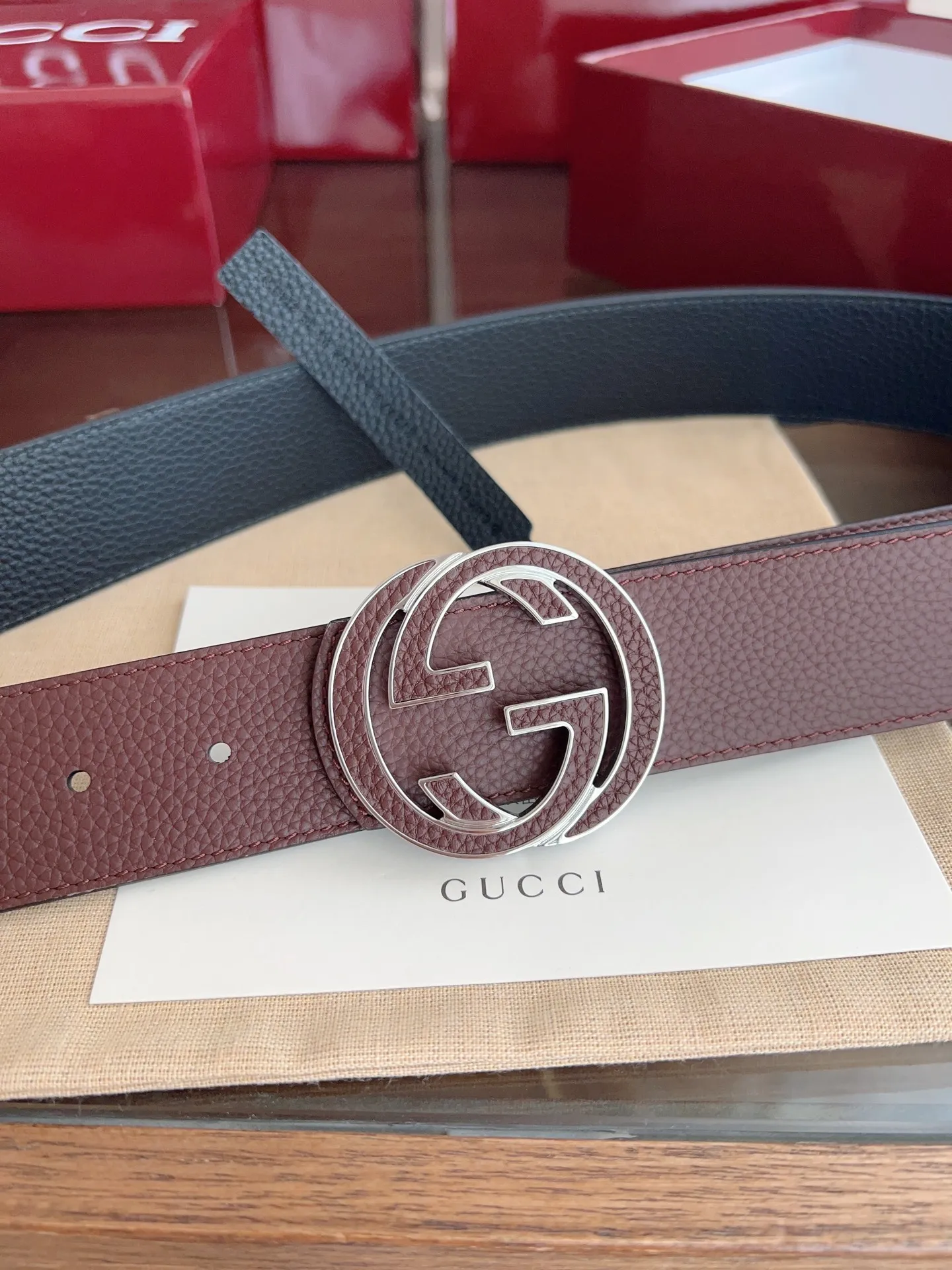 Gucci 新作ダークブラウンベルト 4cm幅 - 画像 (7)