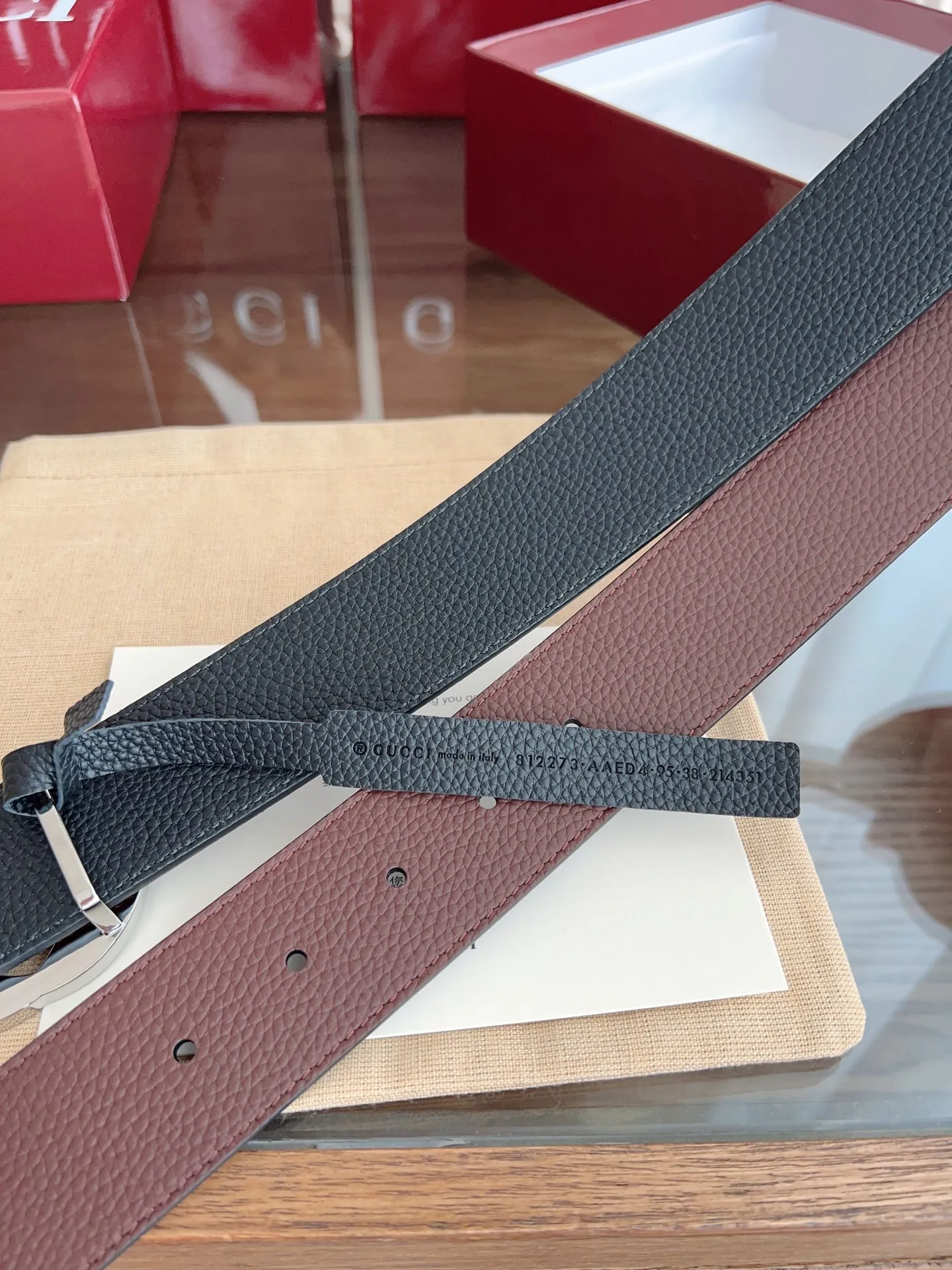 Gucci 新作ダークブラウンベルト 4cm幅 - 画像 (8)