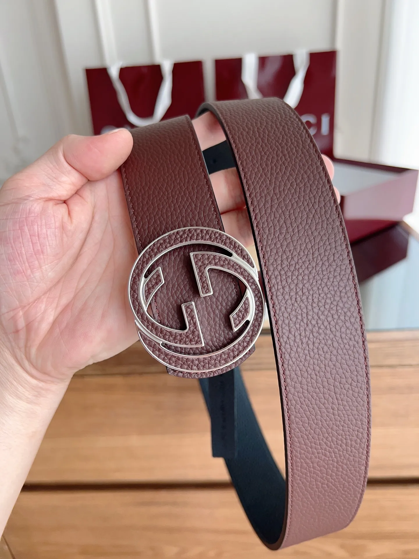 Gucci 新作ダークブラウンベルト 4cm幅 - 画像 (10)