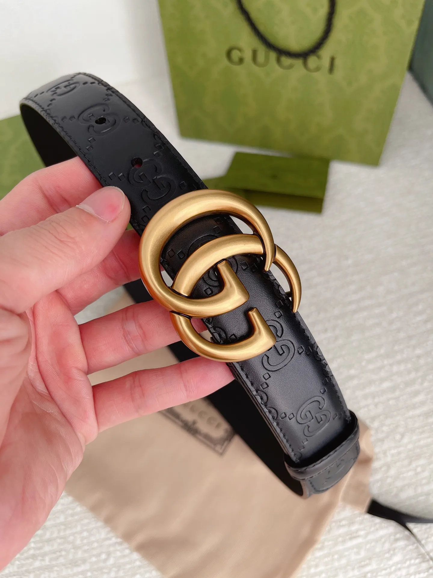Gucci 新作3.0cmベルト ブラック GGパターン - 画像 (3)