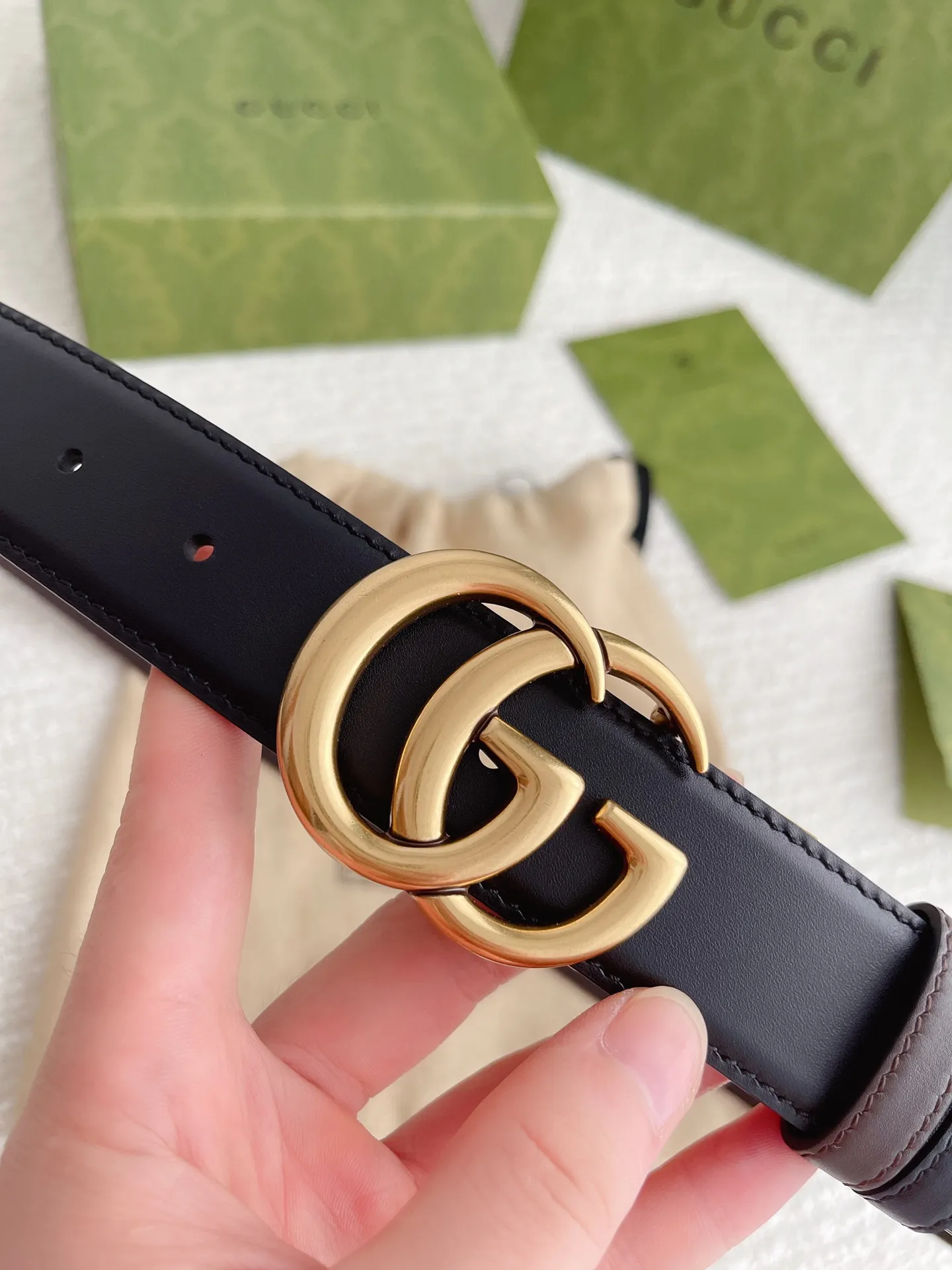 Gucci 新作3.5cm ベルト ブラックコーヒー GGバックル - 画像 (4)