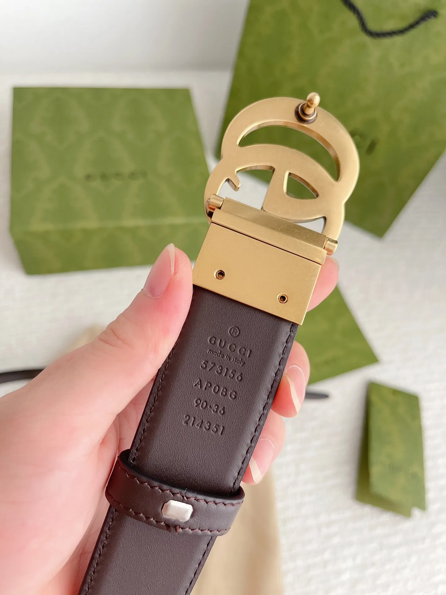 Gucci 新作3.5cm ベルト ブラックコーヒー GGバックル - 画像 (8)