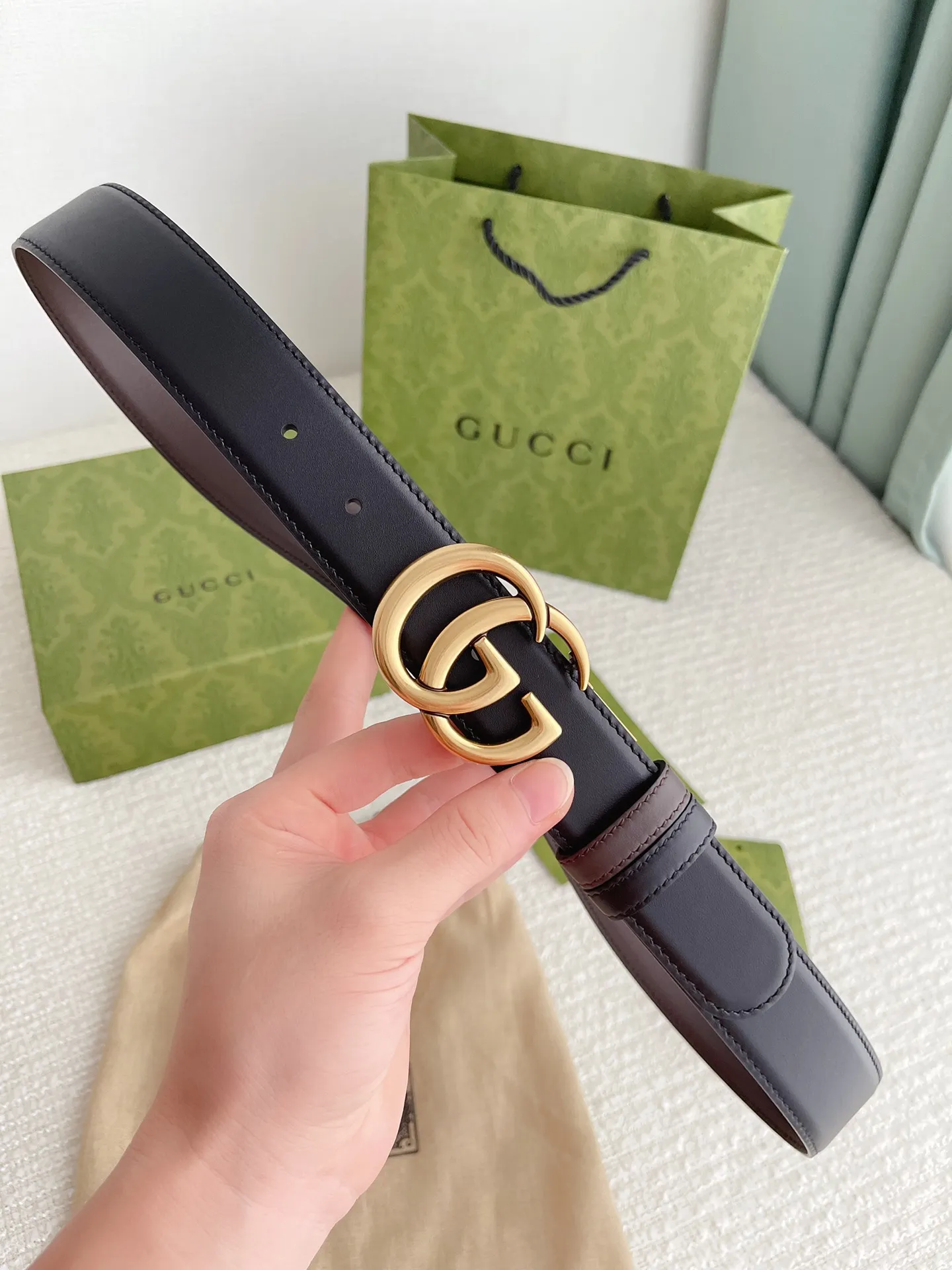 Gucci 新作3.5cm ベルト ブラックコーヒー GGバックル - 画像 (9)