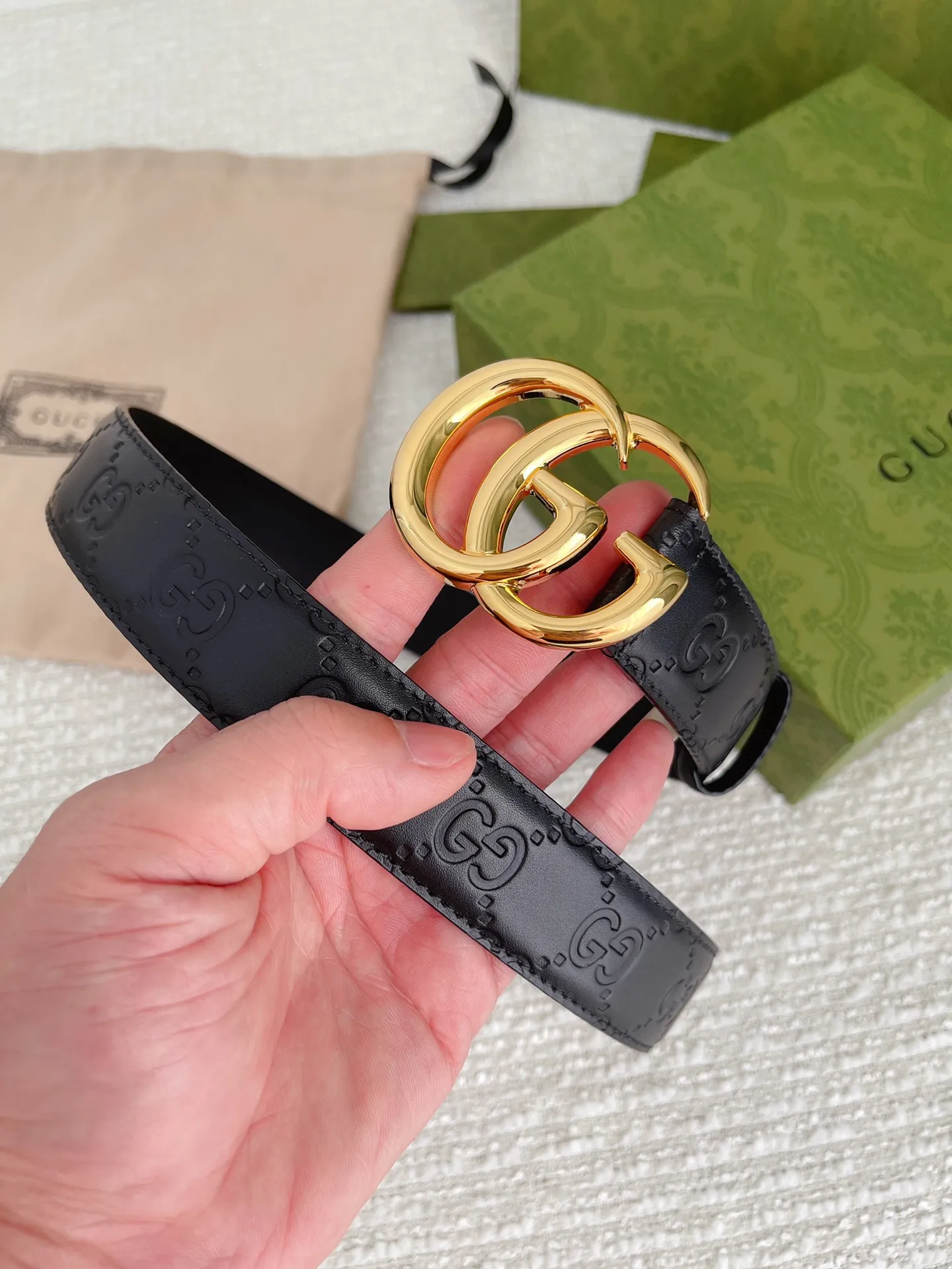 Gucci 新作 3.0cm ベルト ブラック GGパターン - 画像 (5)