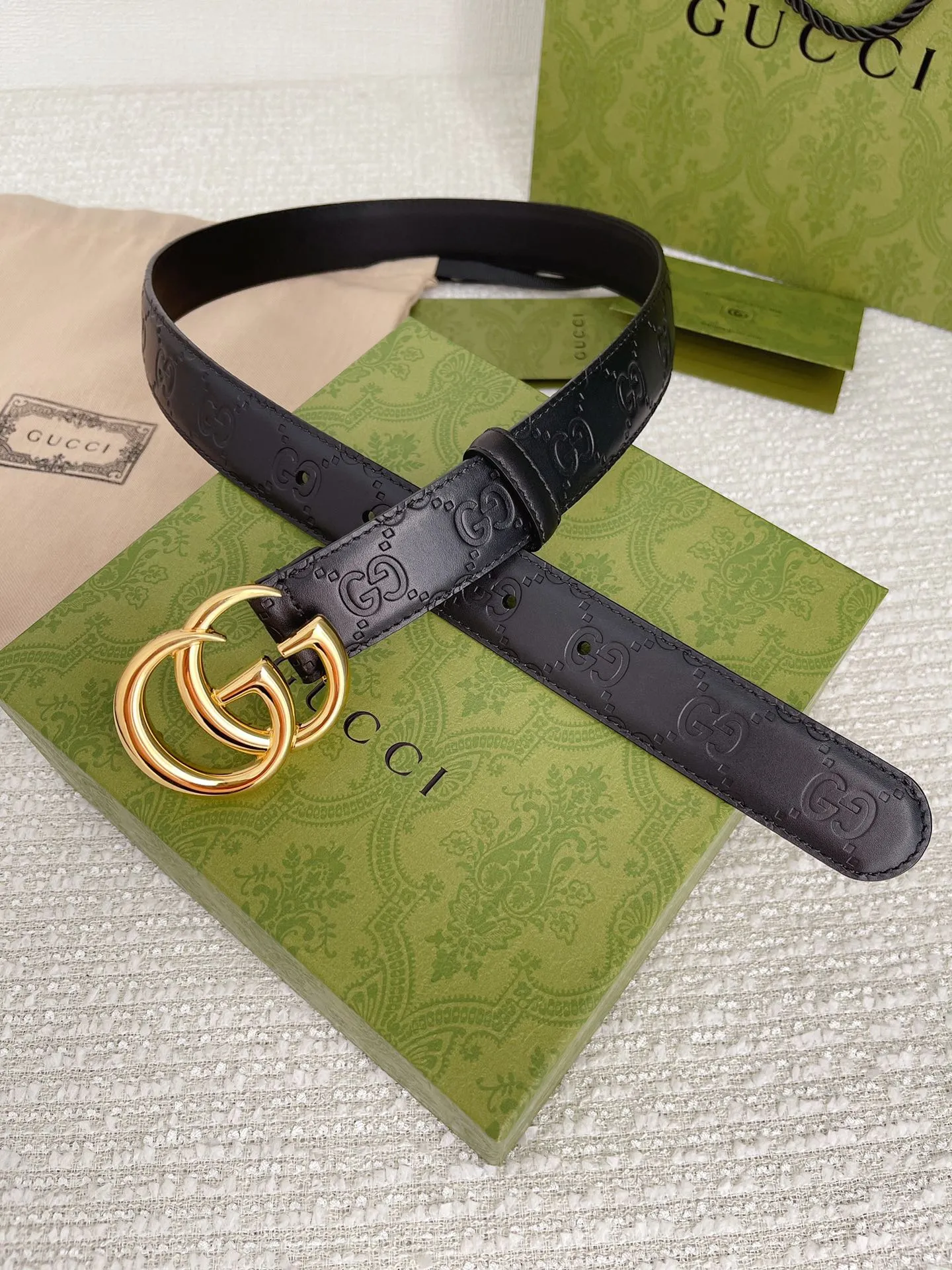 Gucci 新作 3.0cm ベルト ブラック GGパターン - 画像 (6)