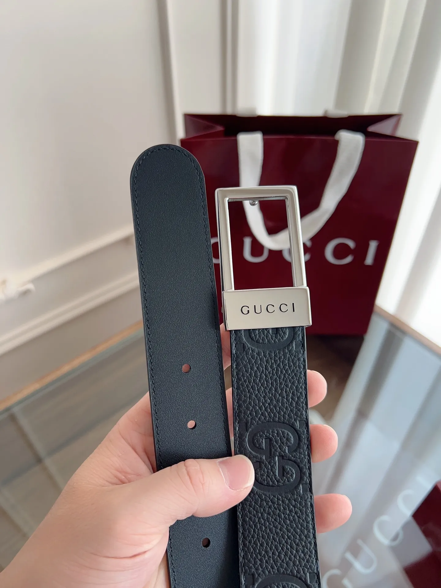 Gucci 新作黒スクエアバックルベルト - 画像 (3)