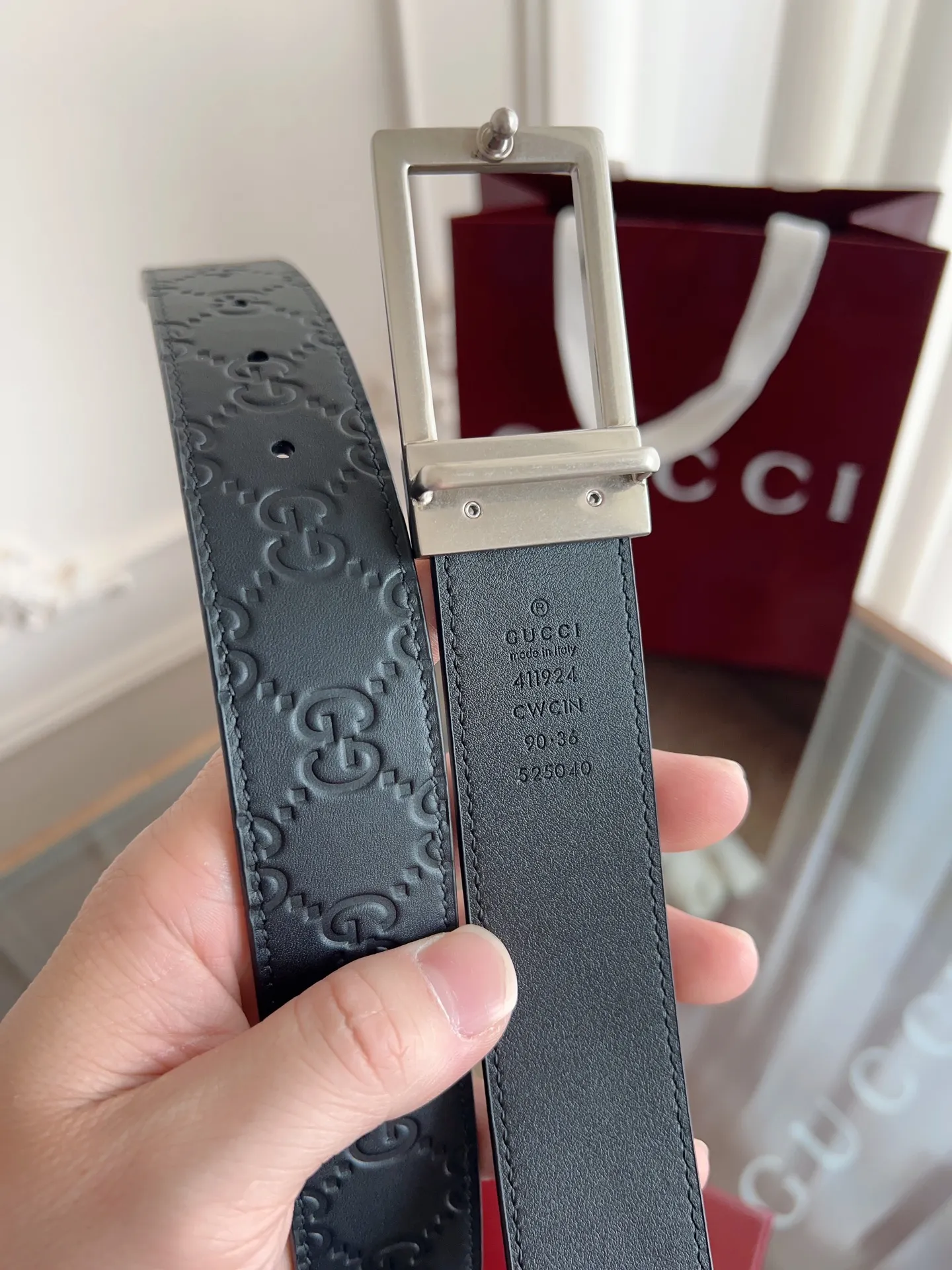 Gucci 新作黒メンズベルト 3.5cm幅 - 画像 (7)