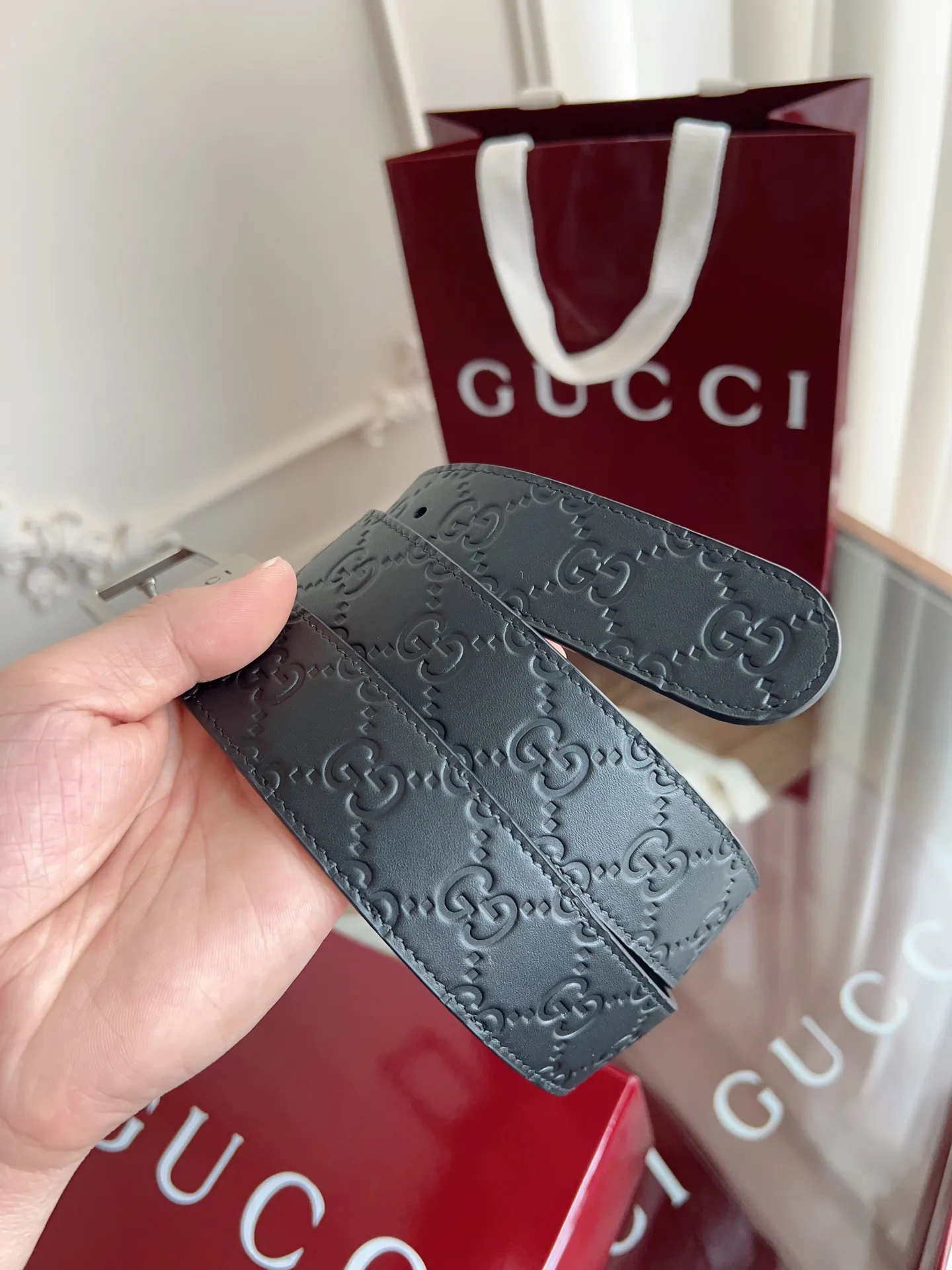 Gucci 新作黒メンズベルト 3.5cm幅 - 画像 (8)