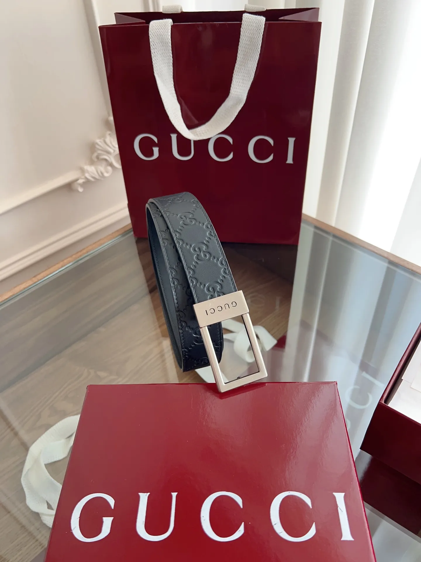 Gucci 新作黒メンズベルト 3.5cm幅 - 画像 (9)