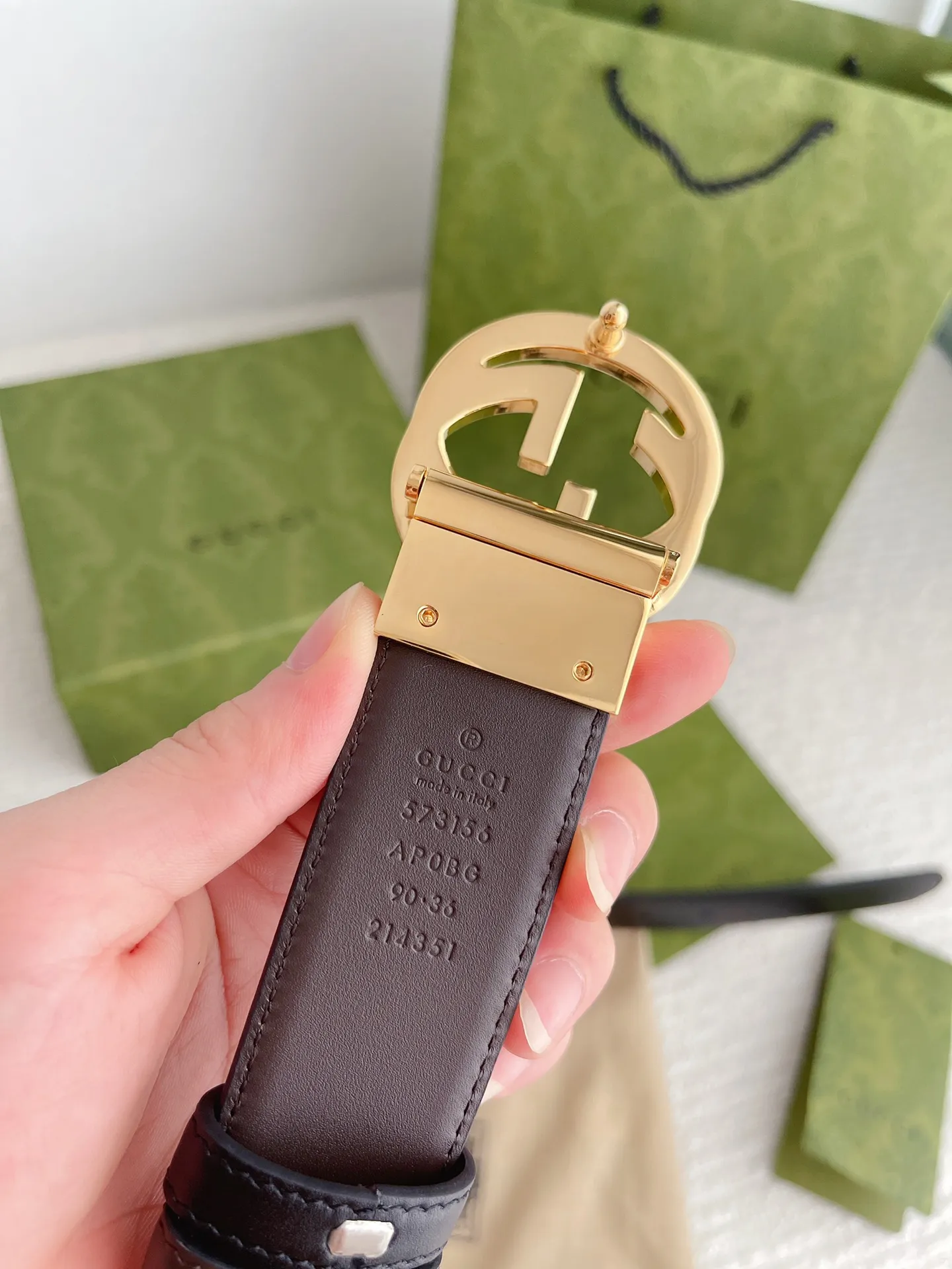 Gucci 新作3.5cm ベルト ブラックコーヒー 2WAY - 画像 (8)