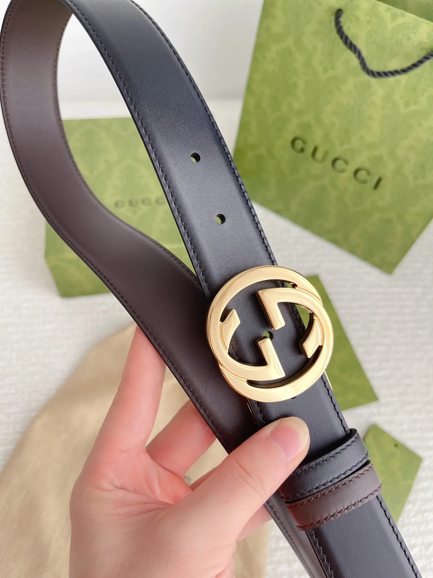 Gucci 新作3.5cm ベルト ブラックコーヒー 2WAY - 画像 (10)