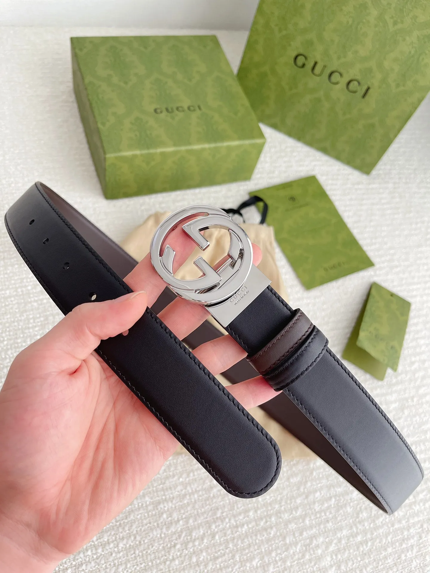 Gucci 新作3.5cm ベルト ブラックコーヒー 2WAY - 画像 (5)