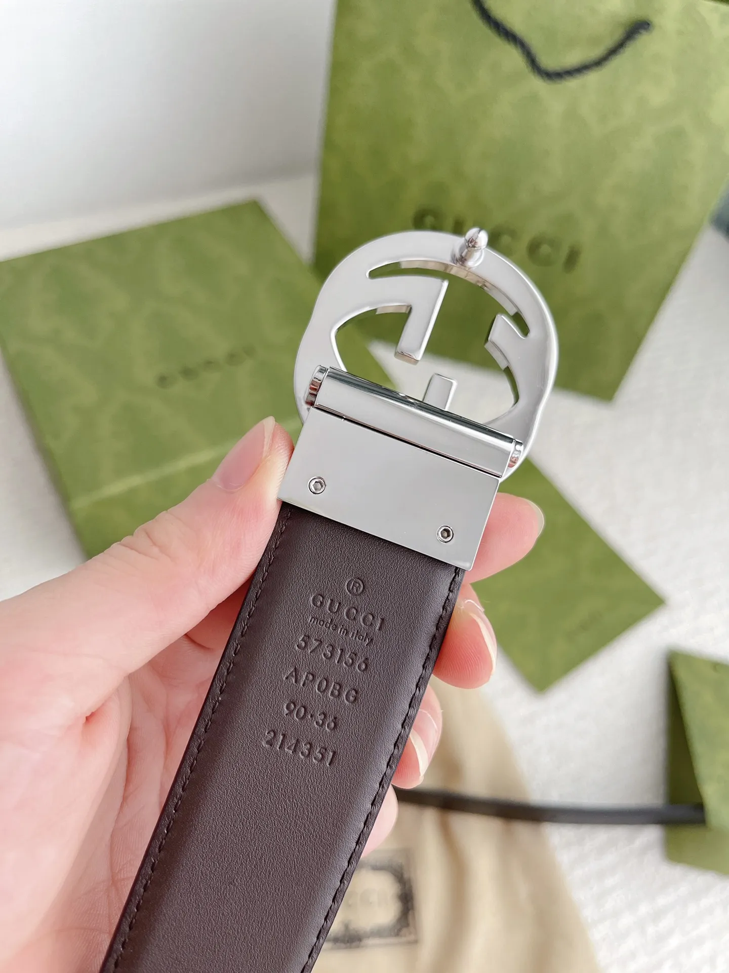 Gucci 新作3.5cm ベルト ブラックコーヒー 2WAY - 画像 (8)