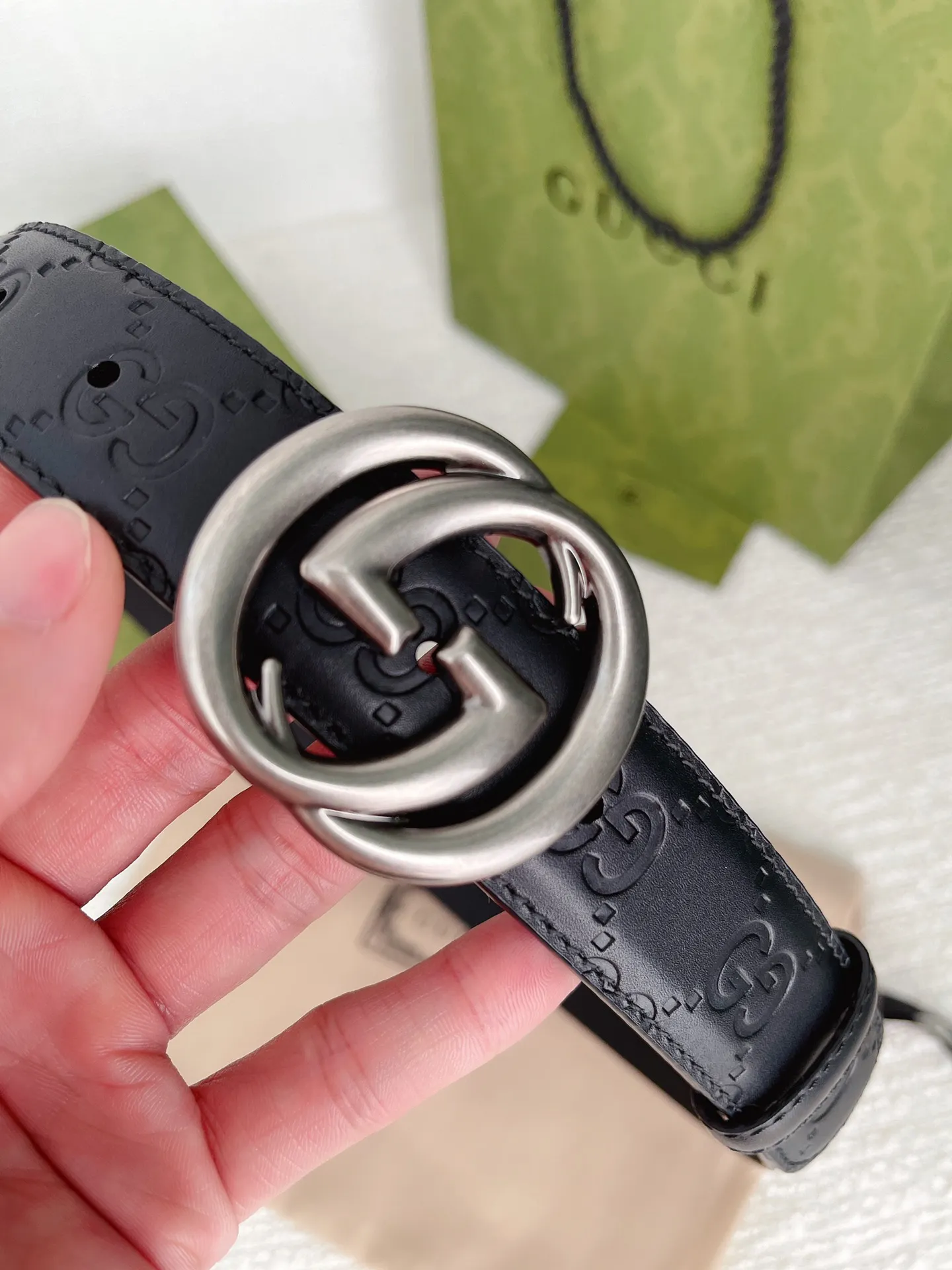 Gucci 新作3.0cmベルト ブラック レザー - 画像 (4)