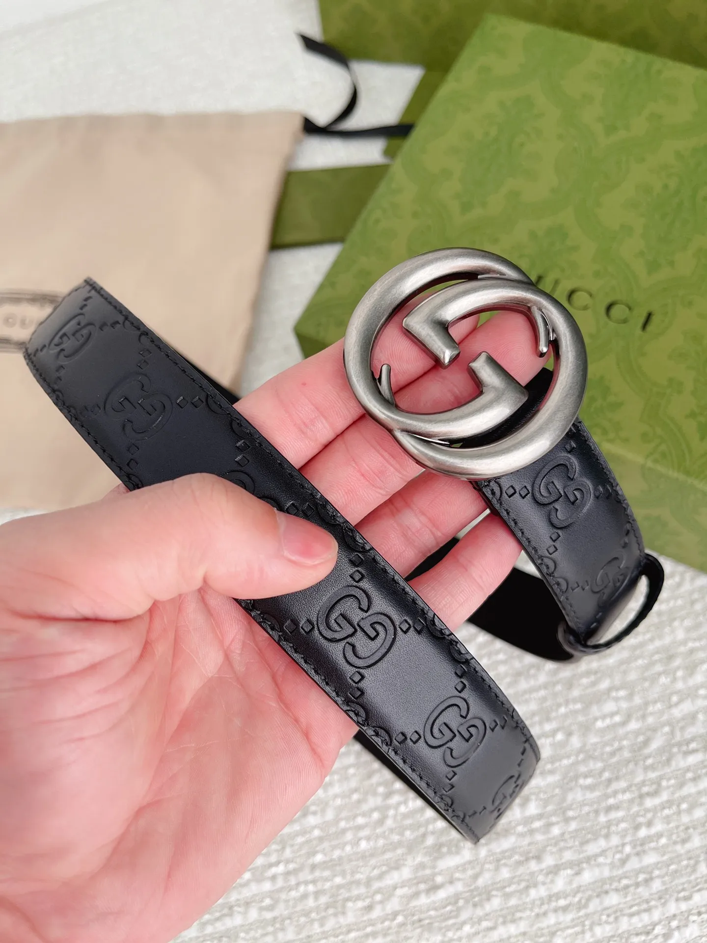 Gucci 新作3.0cmベルト ブラック レザー - 画像 (5)