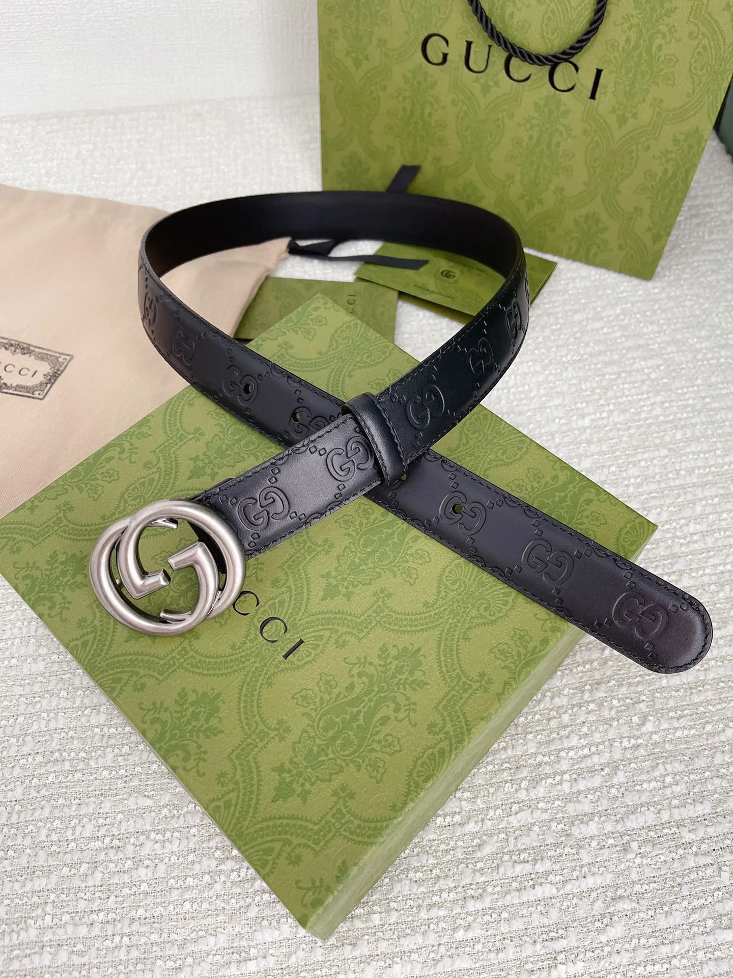 Gucci 新作3.0cmベルト ブラック レザー - 画像 (6)