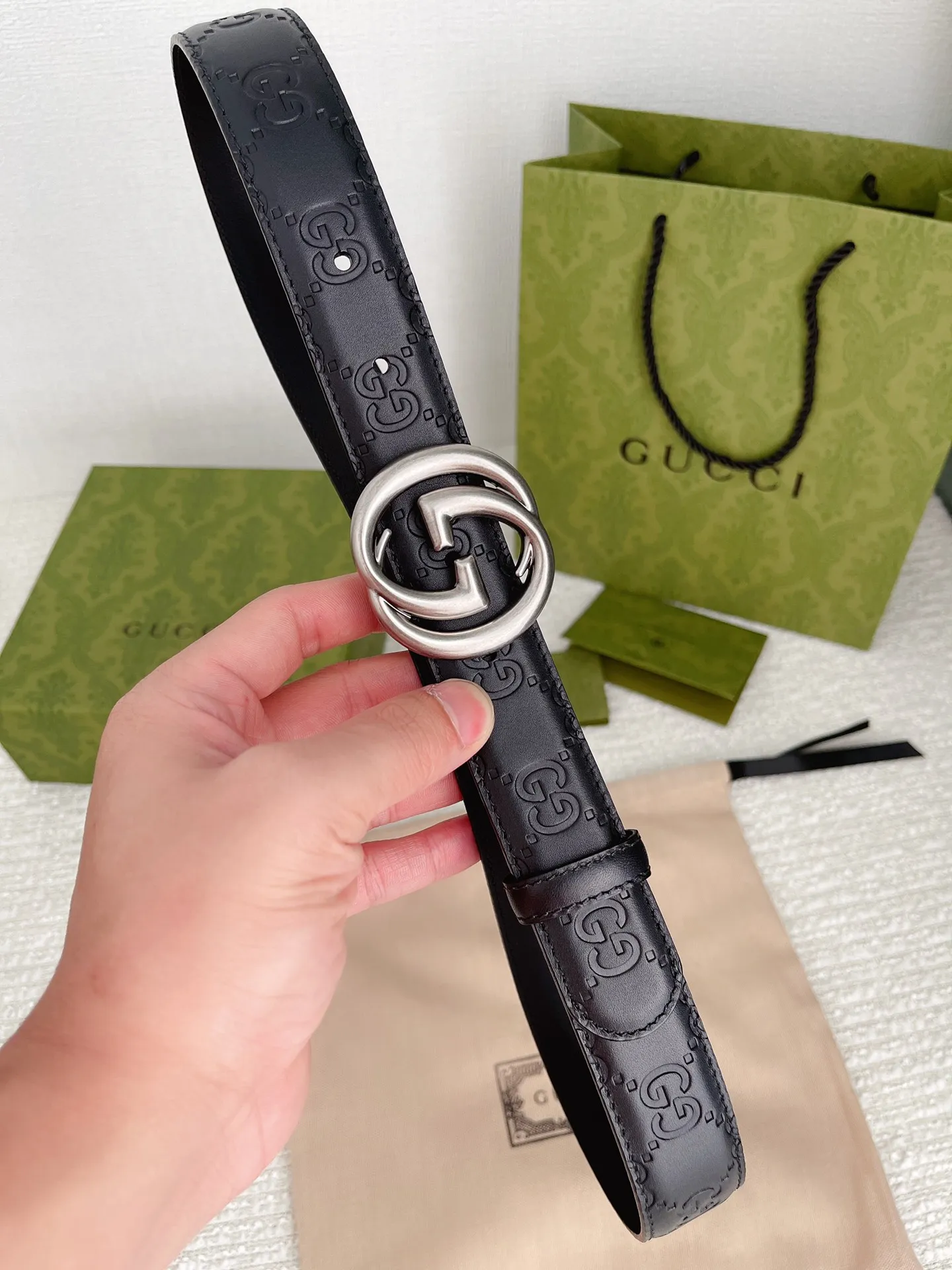 Gucci 新作3.0cmベルト ブラック レザー - 画像 (7)