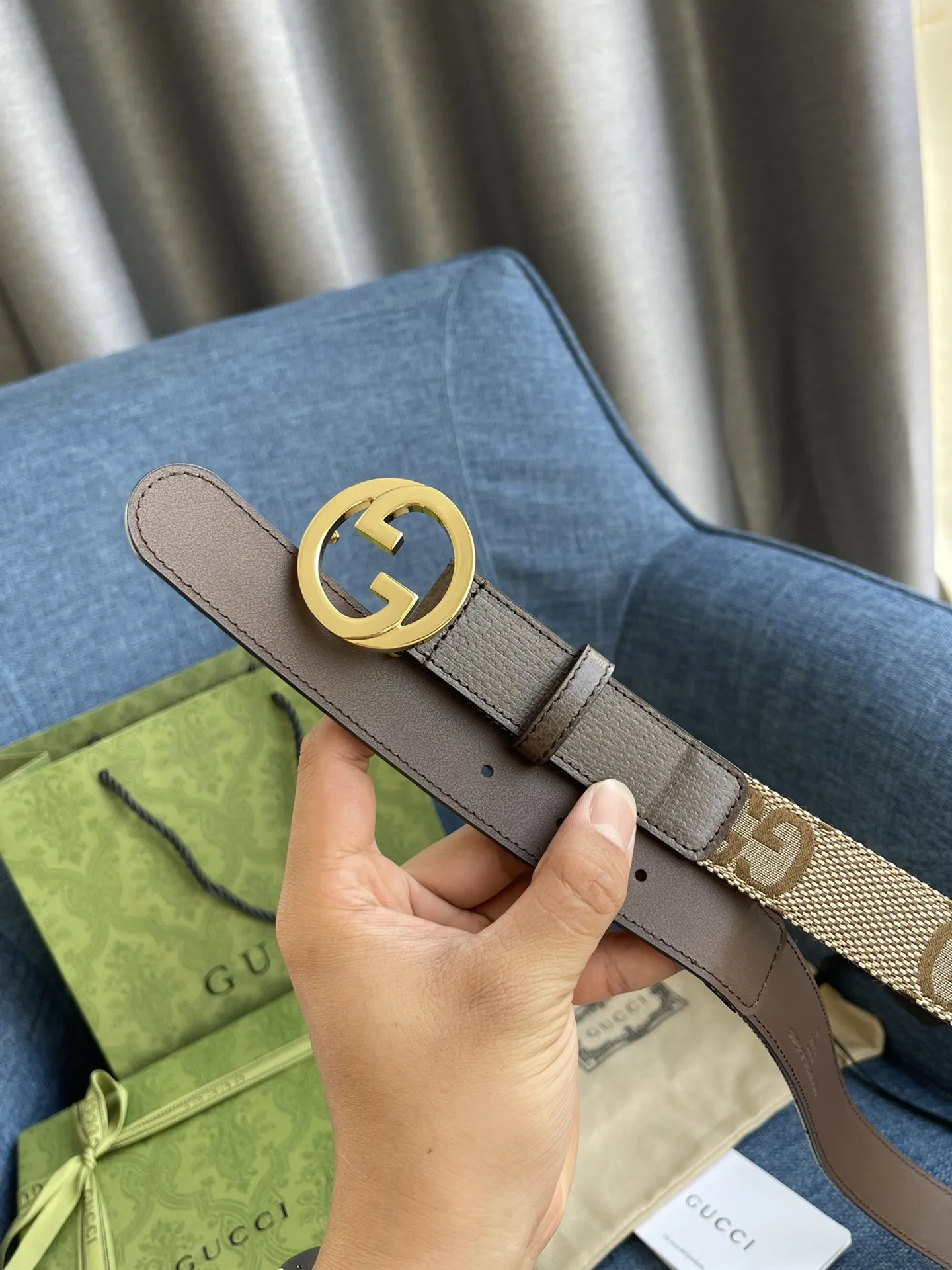 Gucci ベルト ゴールド ブラウン - 画像 (4)