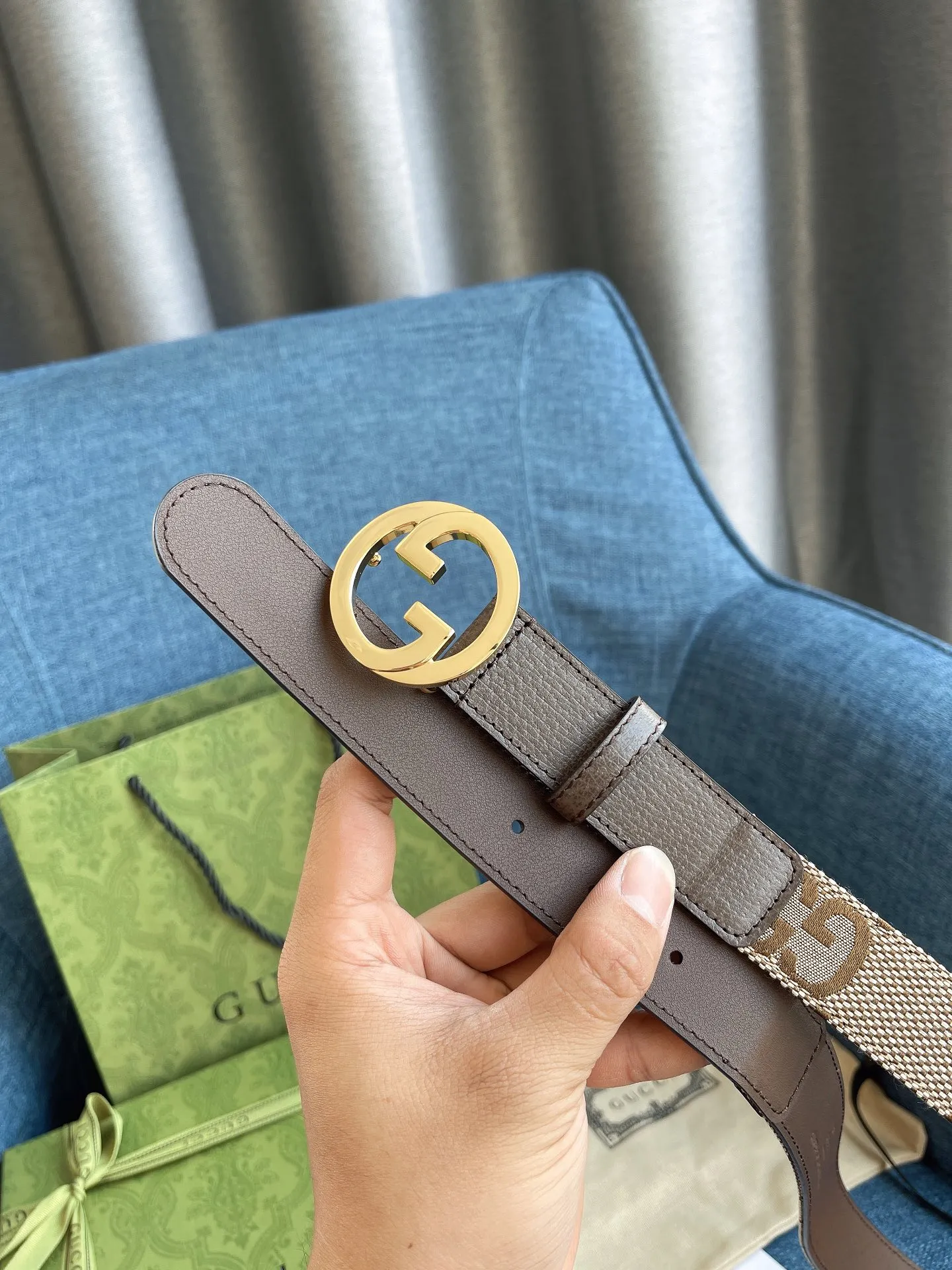 Gucci ベルト ゴールド ブラウン - 画像 (5)
