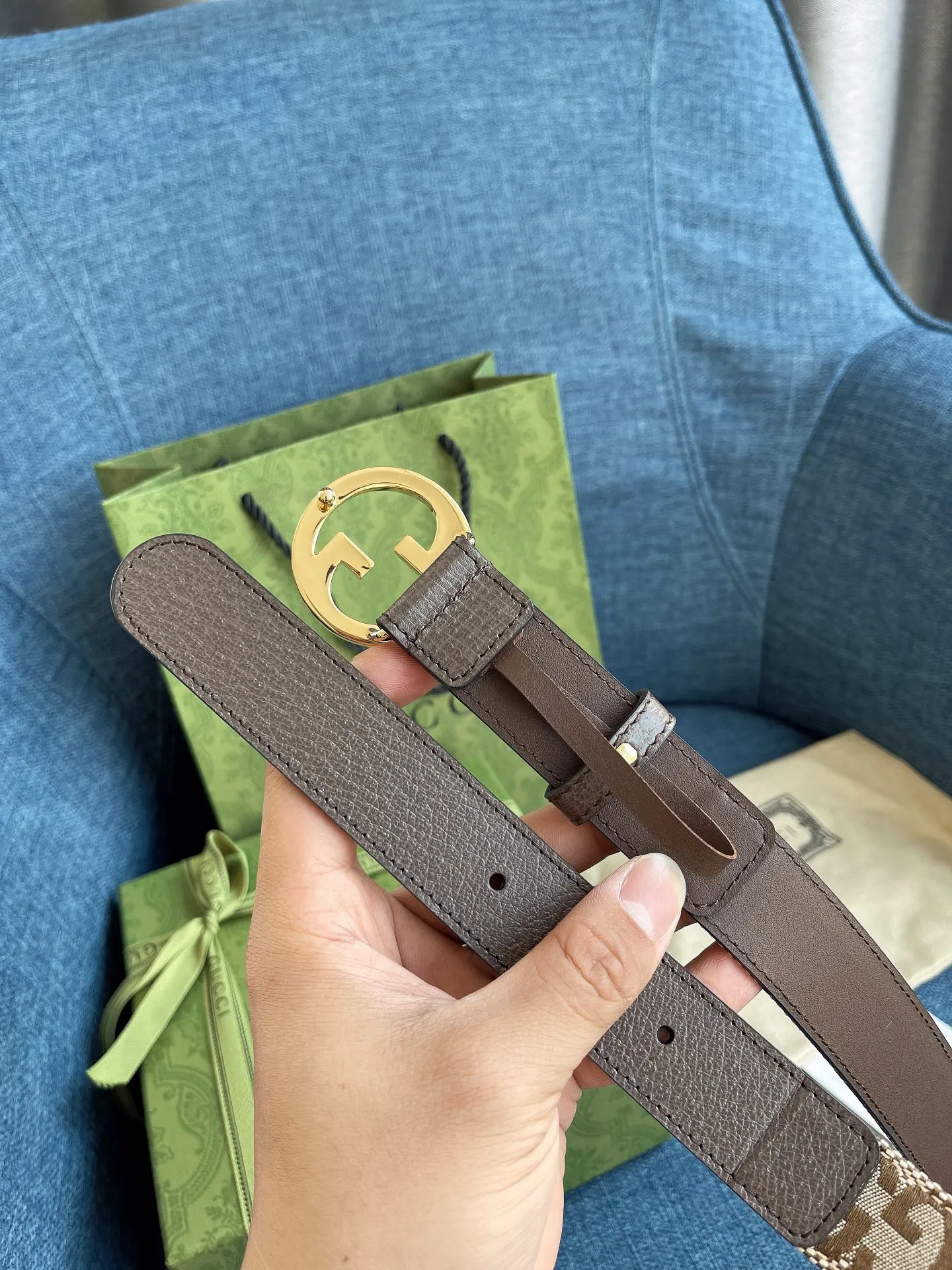 Gucci ベルト ゴールド ブラウン - 画像 (7)