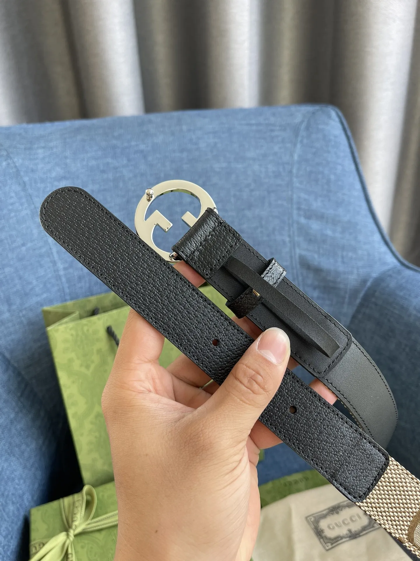 Gucci ベルト ブラックとベージュ - 画像 (8)