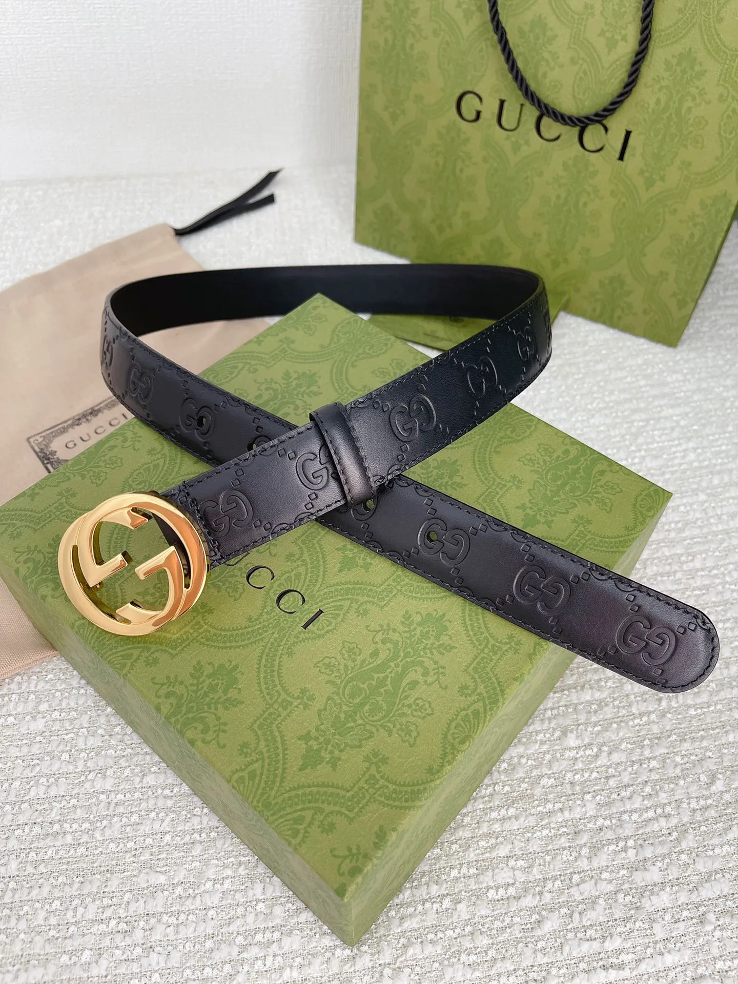 Gucci 3.0cmレディースベルト ブラック GGパターン - 画像 (6)