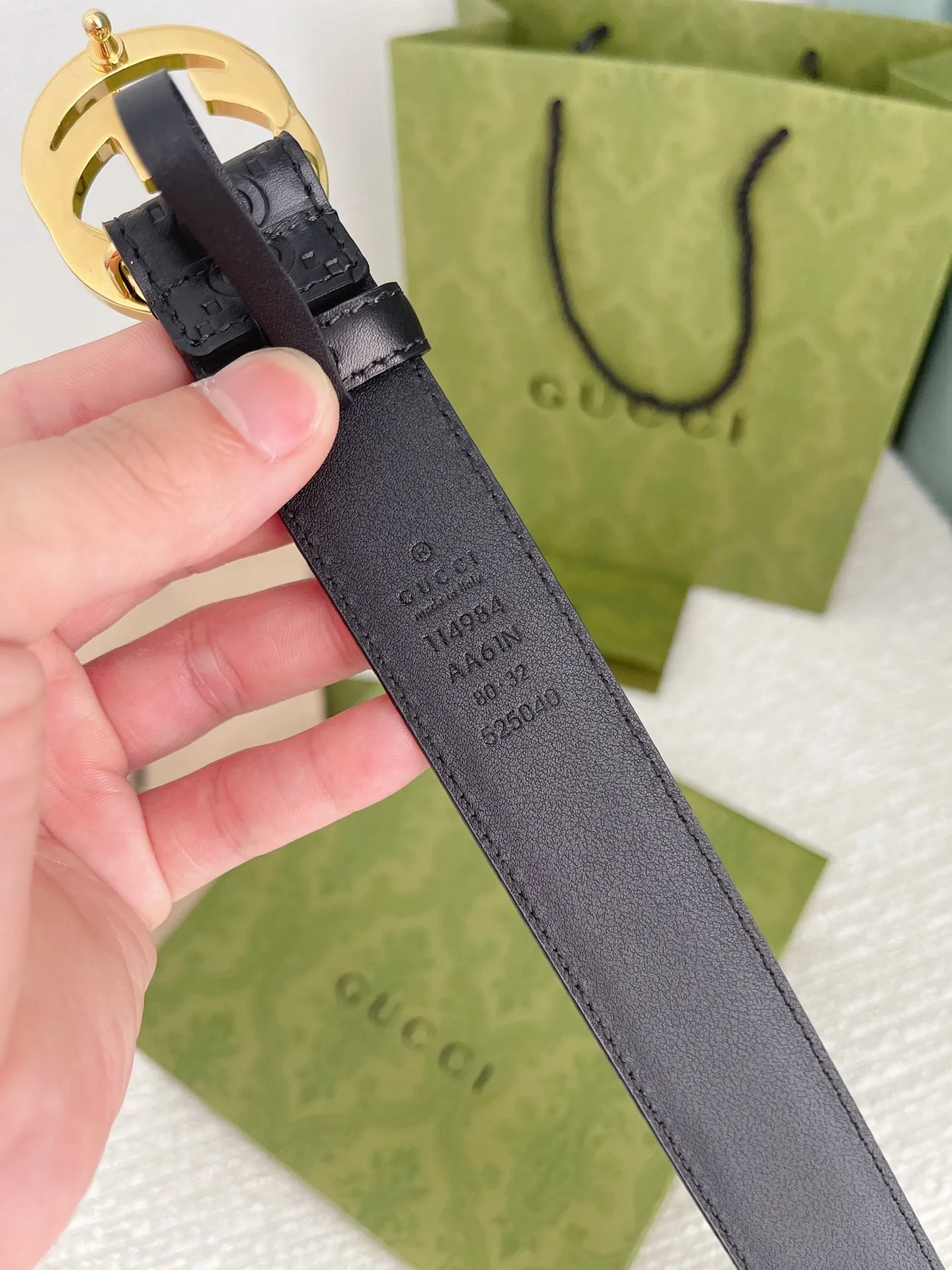 Gucci 3.0cmレディースベルト ブラック GGパターン - 画像 (9)