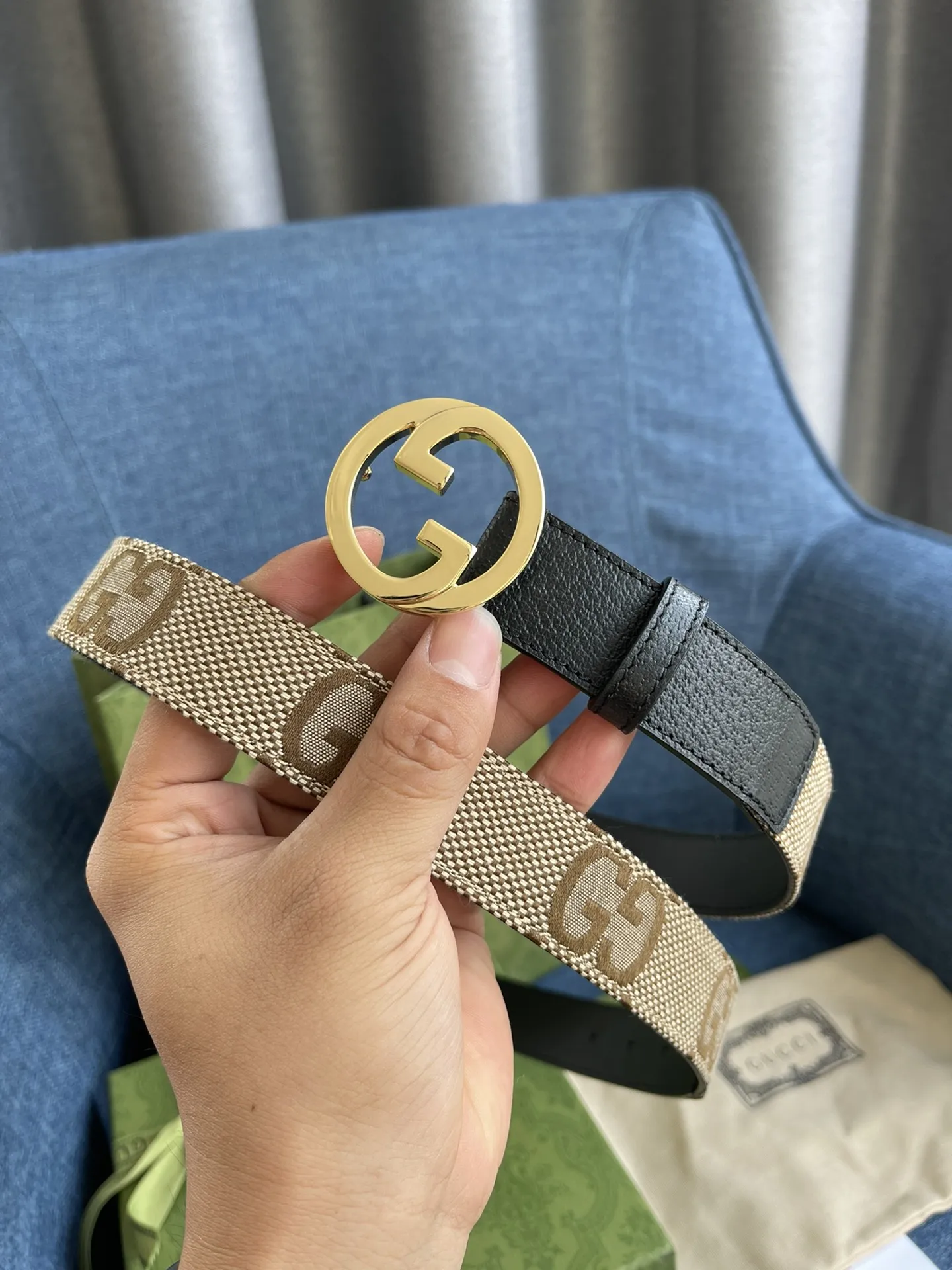 Gucci ベルト ブラックとベージ - 画像 (3)