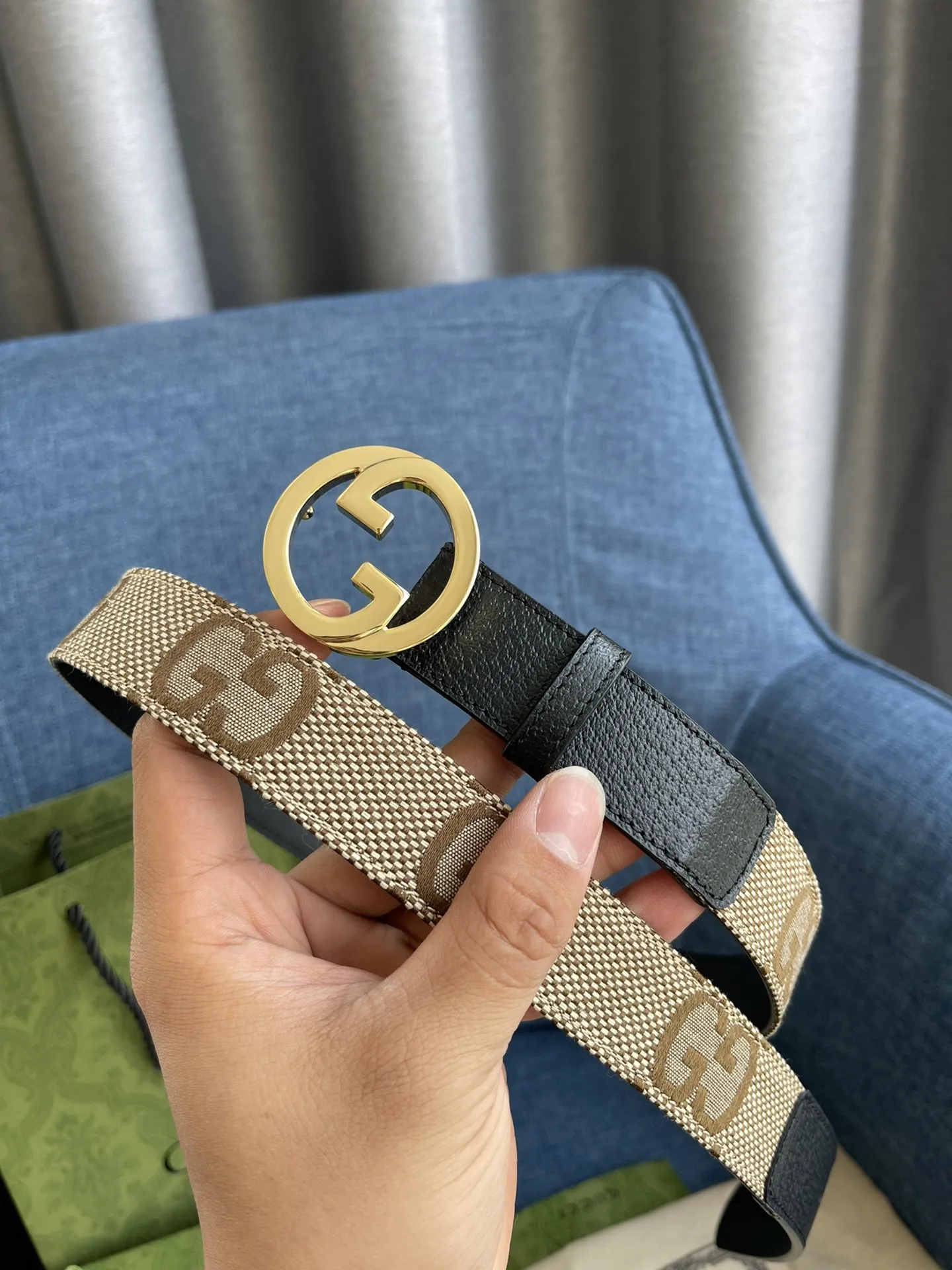 Gucci ベルト ブラックとベージ - 画像 (5)