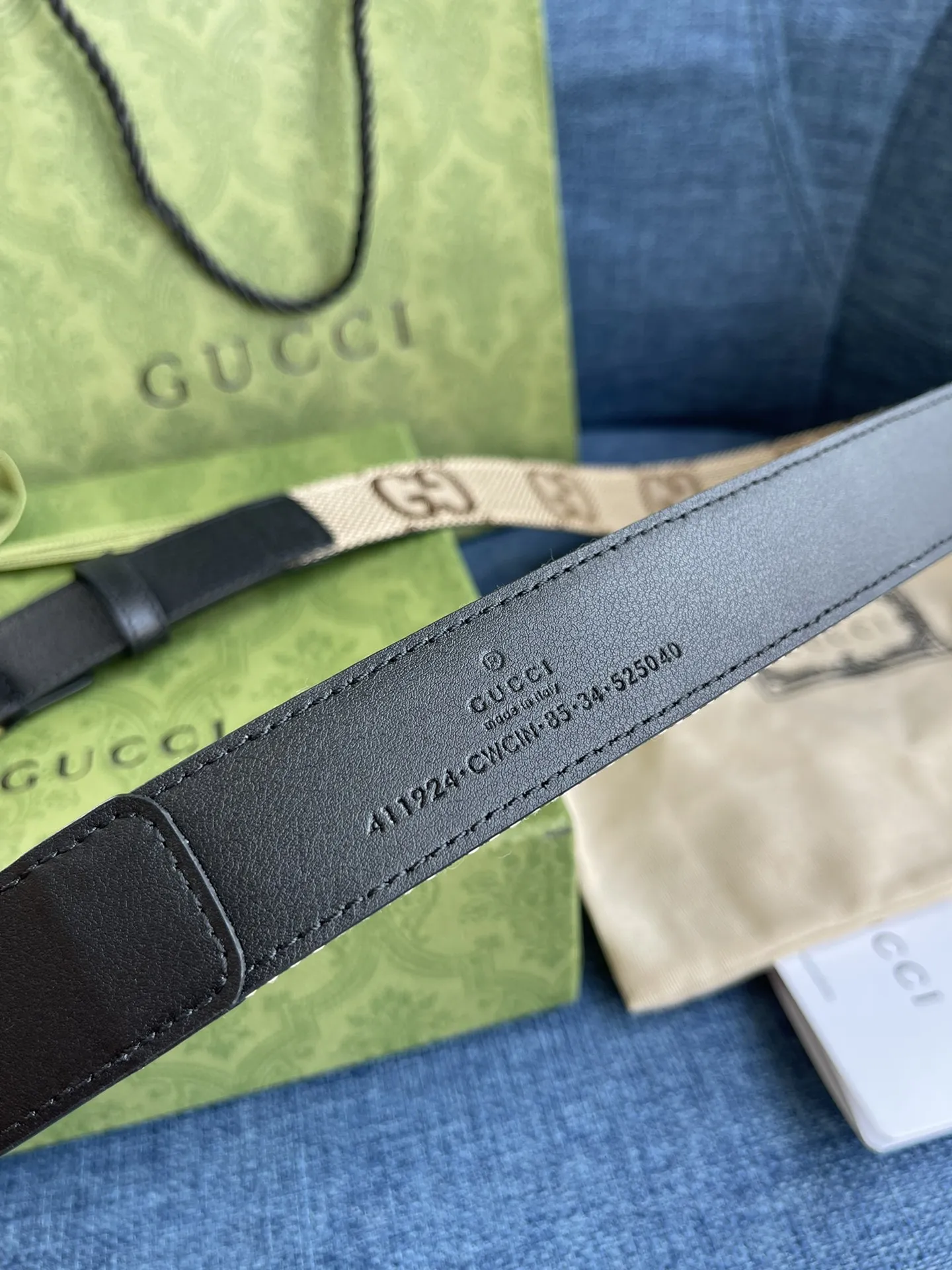 Gucci ベルト ブラックとベージ - 画像 (7)