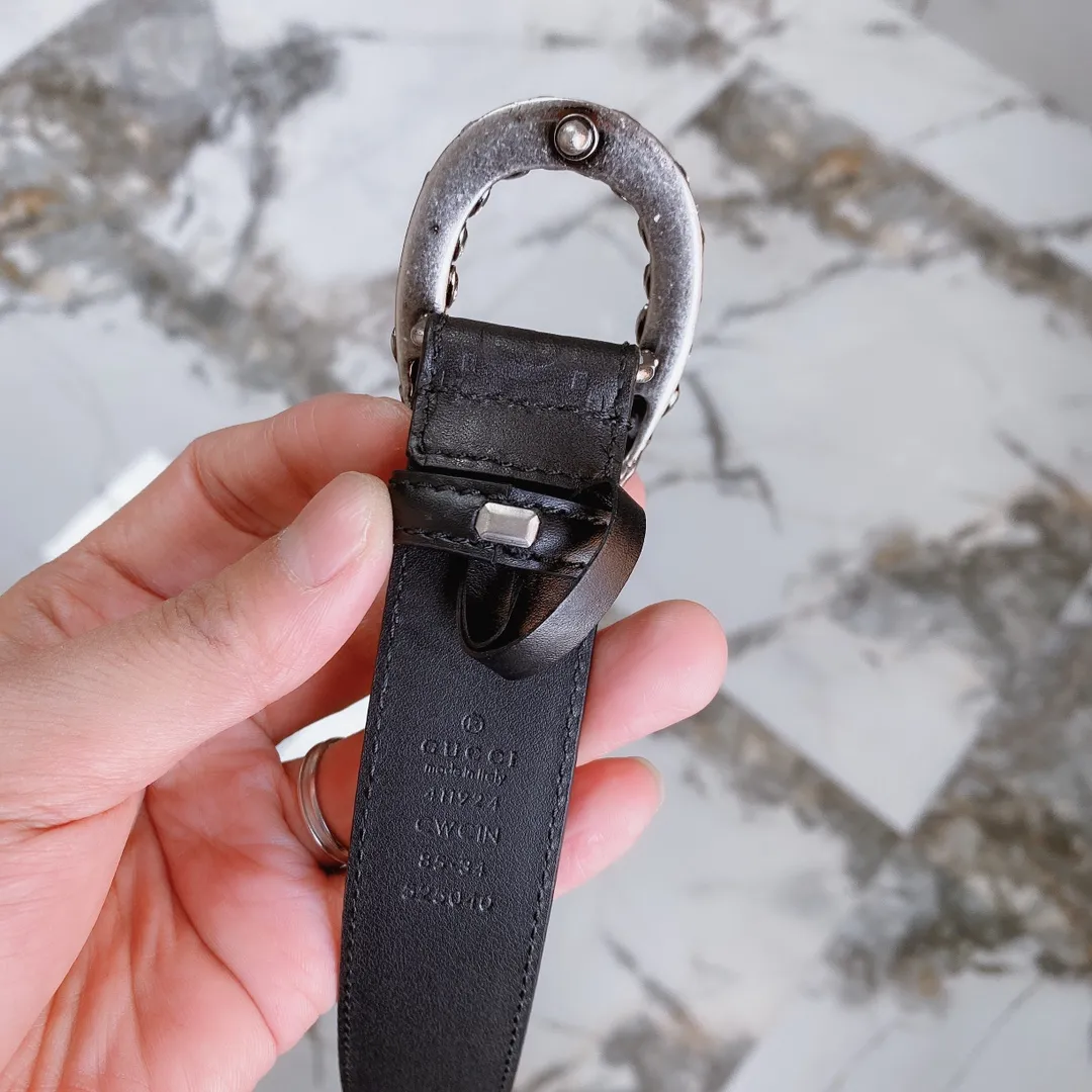 Gucci 150 3.0cm ベルト ブラック シルバー装飾 - 画像 (5)