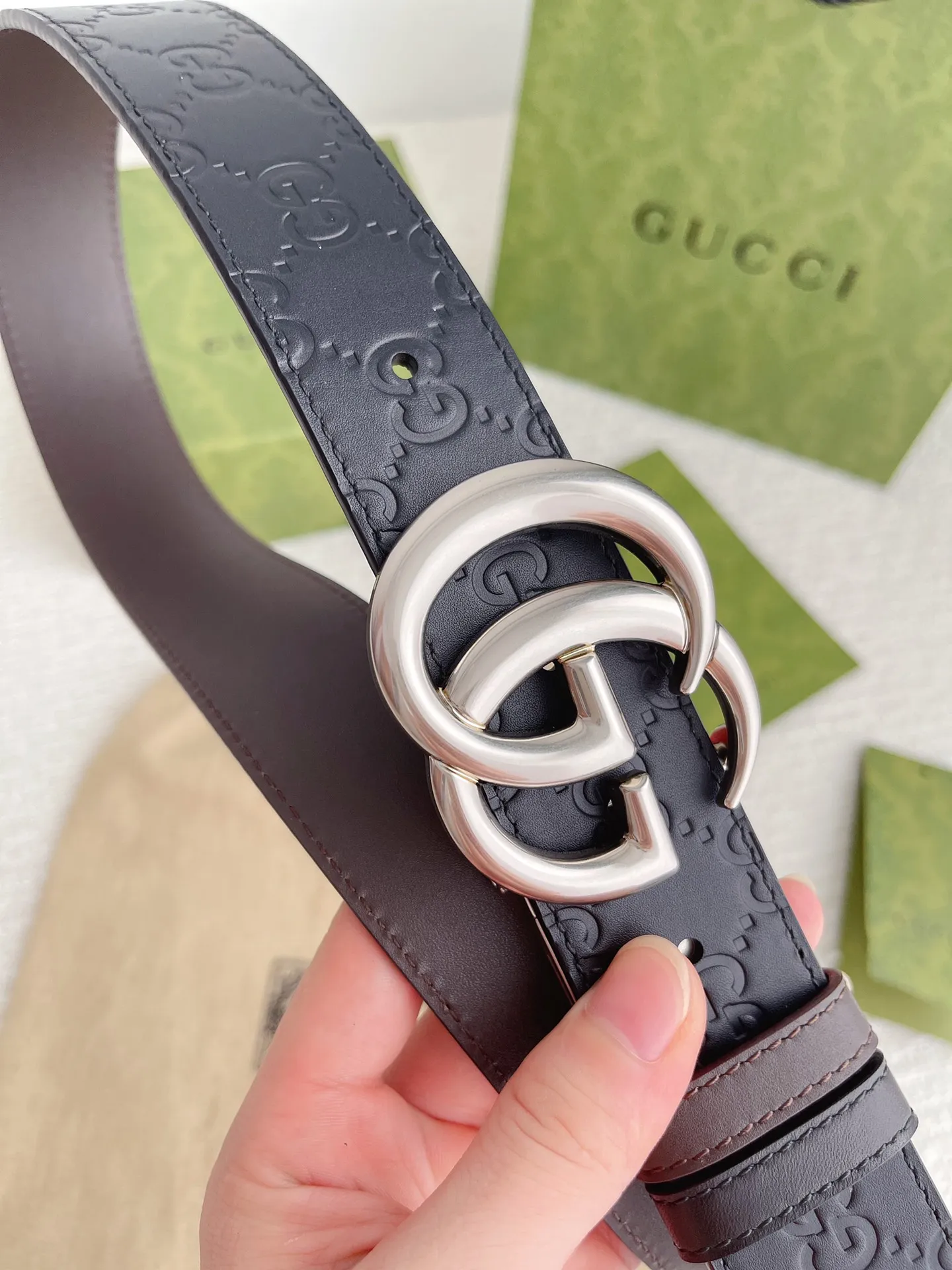 Gucci 新作 黒 ダブルフェイスベルト - 画像 (10)